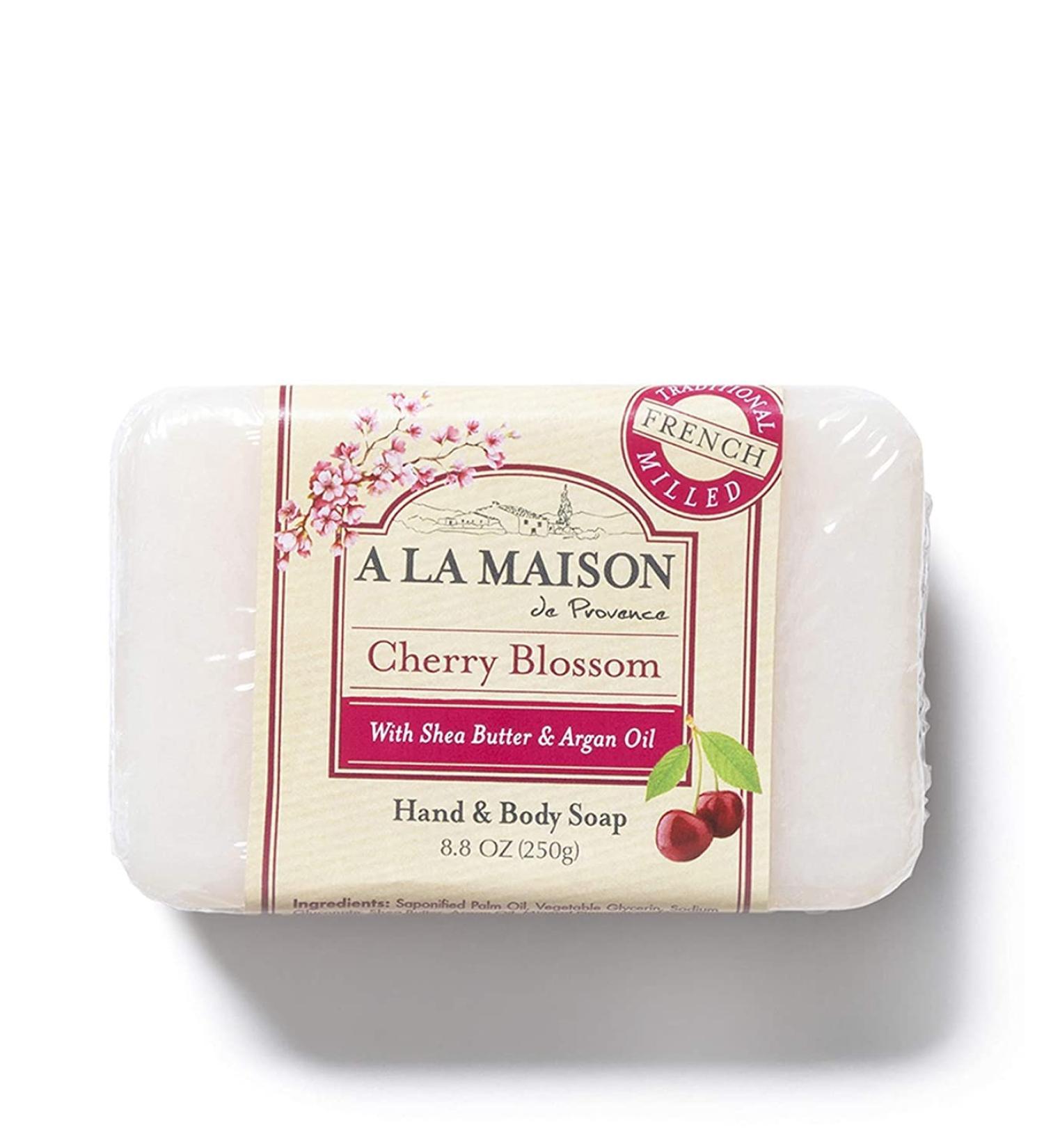 A La Maison Cherry Blossom Bar Soap 8.8 oz. | 1 Pack Triple French Milled All Natural Soap | Moisturizing and Hydrating For Men, Women, Face and Body 8.8 Ounce (Pack of 1)