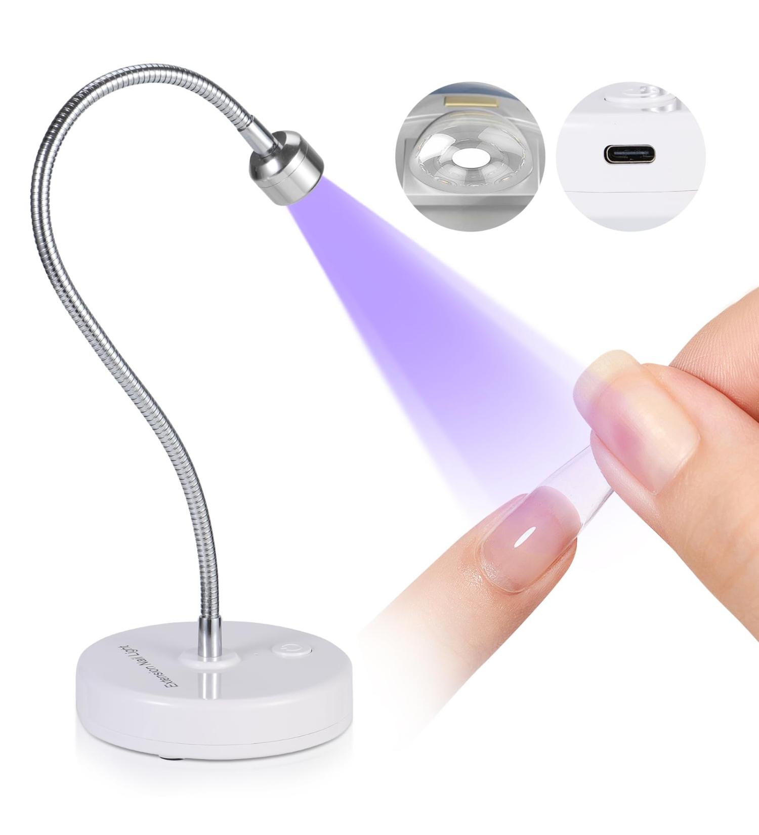 SAVILAND Gooseneck UV Lamp for Gel Nails - Portable 3W LED Nail Dryer Fast Curing 10s Rechargeable Manicure Light for Home DIY - Buy Online on GoSupps.com