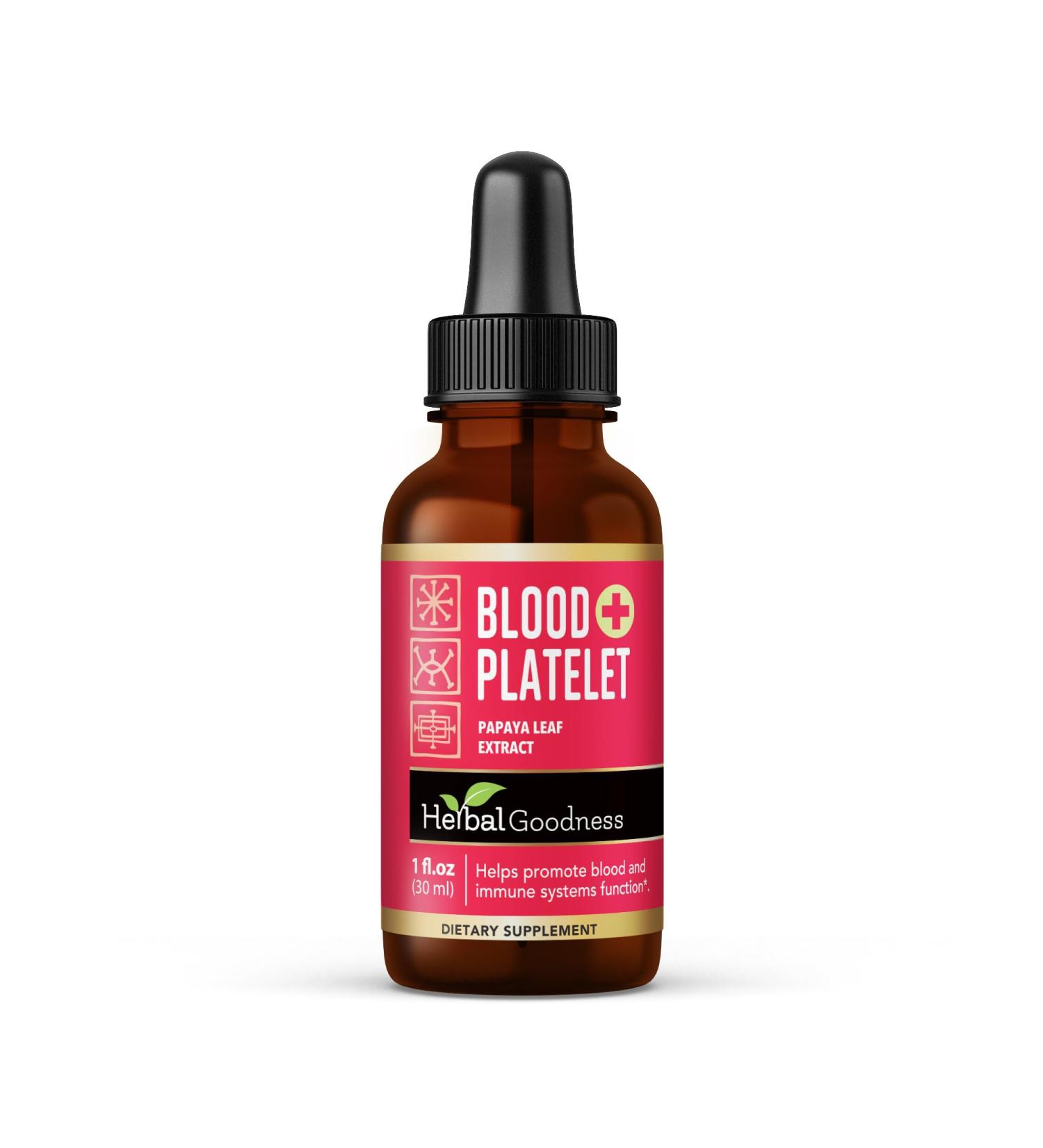 Herbal Goodness Papaya Leaf Blood Platelet Liquid Supplement - Liquid Tincture 1oz - Natural Blood Platelet Boost & Immune Support Bone Marrow - Blood Cleanse Formula - Made in USA 1 Ounce Fl (1 Pack) - Buy Online on GoSupps.com