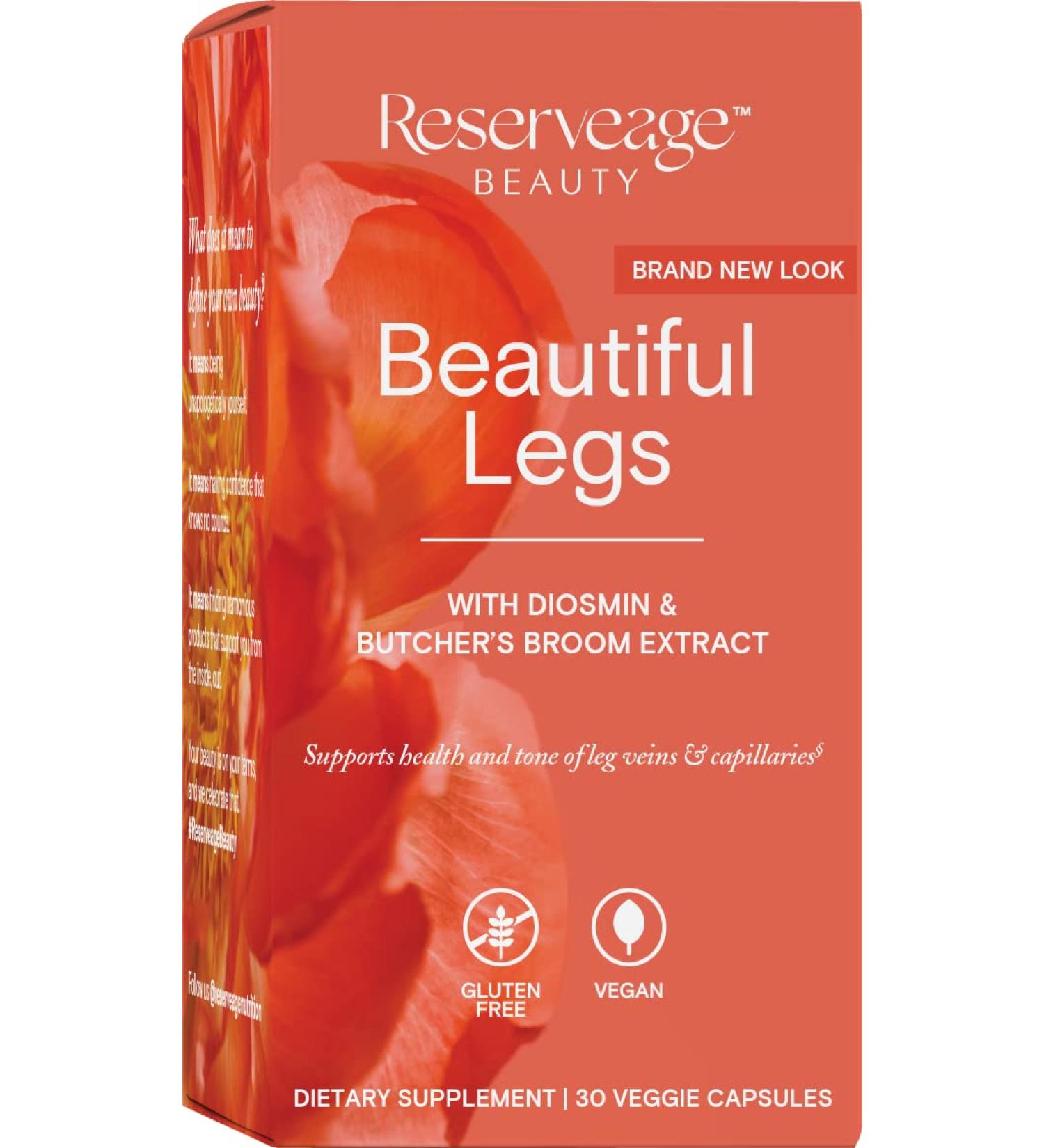Reserveage Beautiful Legs Supplement - Skin Care for Smooth Veins, Vegan, 30 Capsules - Buy Online on GoSupps.com