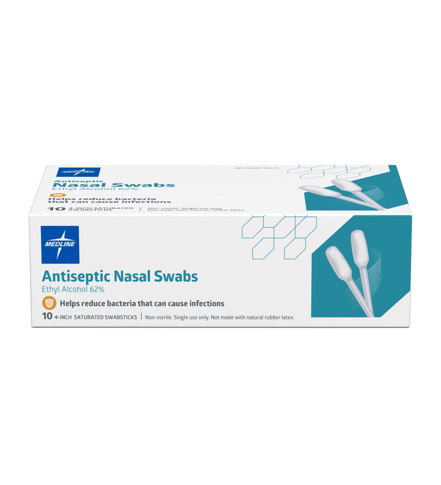 Medline Antiseptic Nasal Swabs - 62% Ethyl Alcohol, Pleasant Kiwi Scent (10 Count) - Buy Online on GoSupps.com
