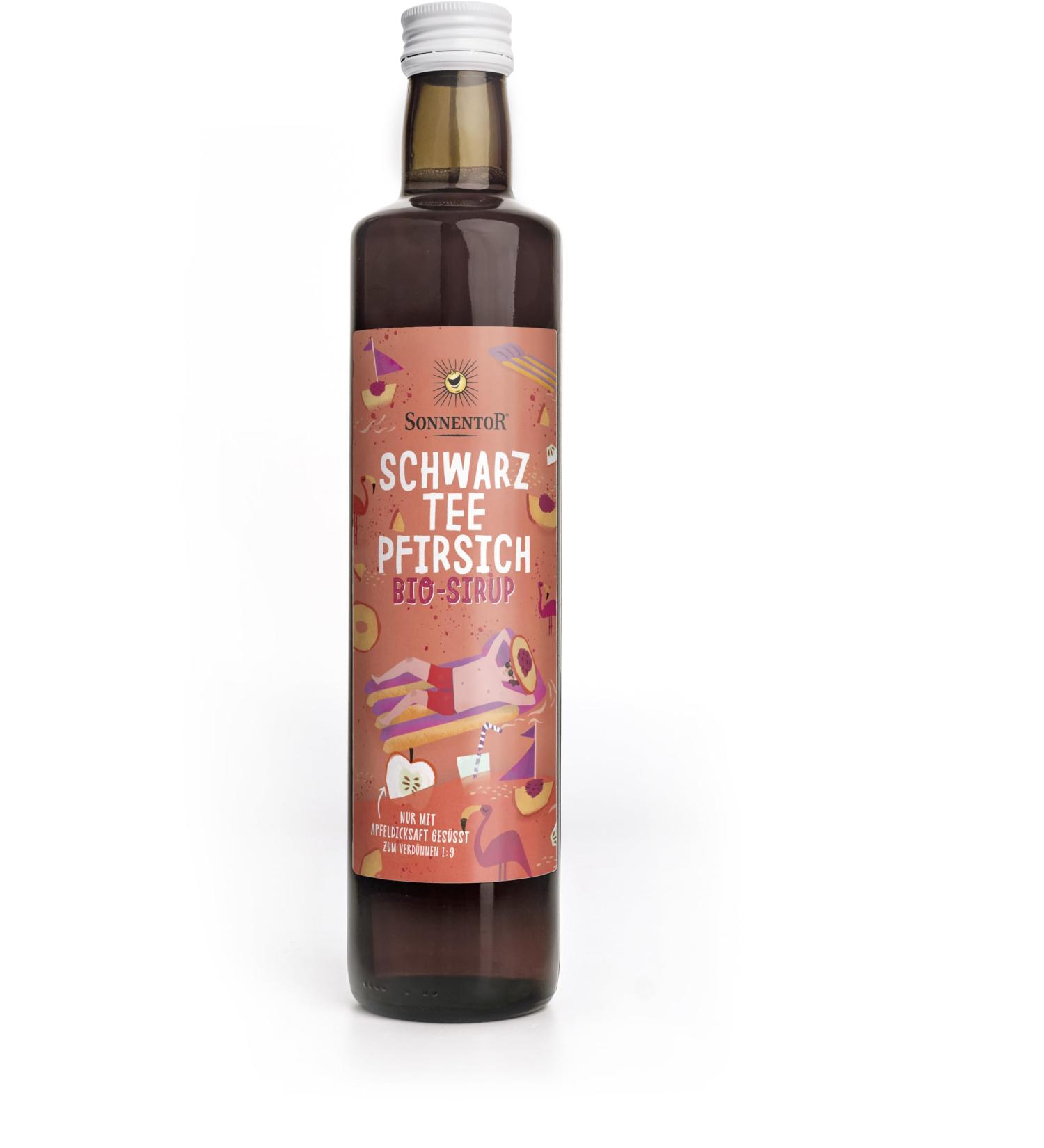 Sonnentor Organic Black Tea Peach Iced Tea Syrup (2 x 500 ml) 500 ml (pack of 2)