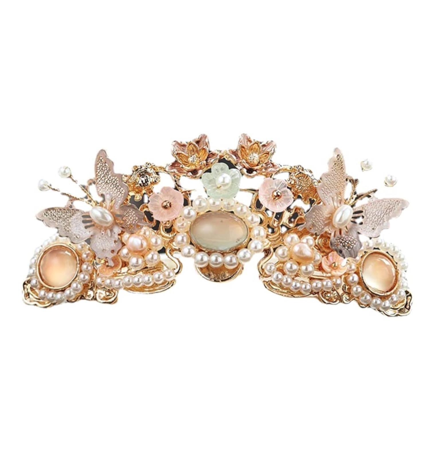 Minkissy Pearl Hair Clip Wedding Hair Clips Retro Crystal Hair Clip Chinese Traditional Style Headdress Ancient Flower Butterflies Hairpin Prop for Women Girls Pearl Hair Clip Wedding Hair Clips - Buy Online on GoSupps.com