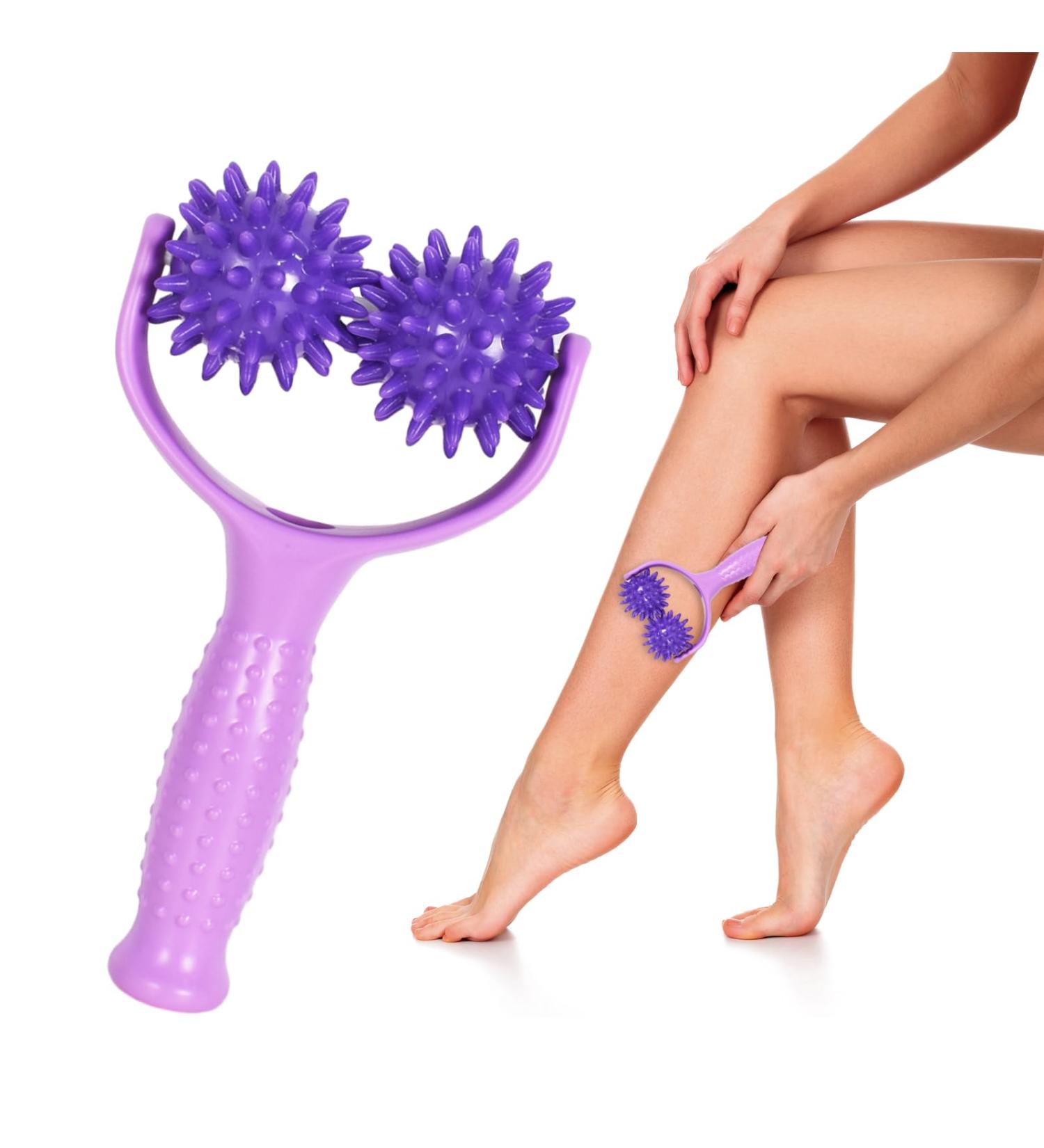 Premium Purple Massage Roller with Knobs & 2 Balls - Ultimate Self-Massage Scooter for Pain Relief in Legs Back Arms & Shoulders - Buy Online on GoSupps.com