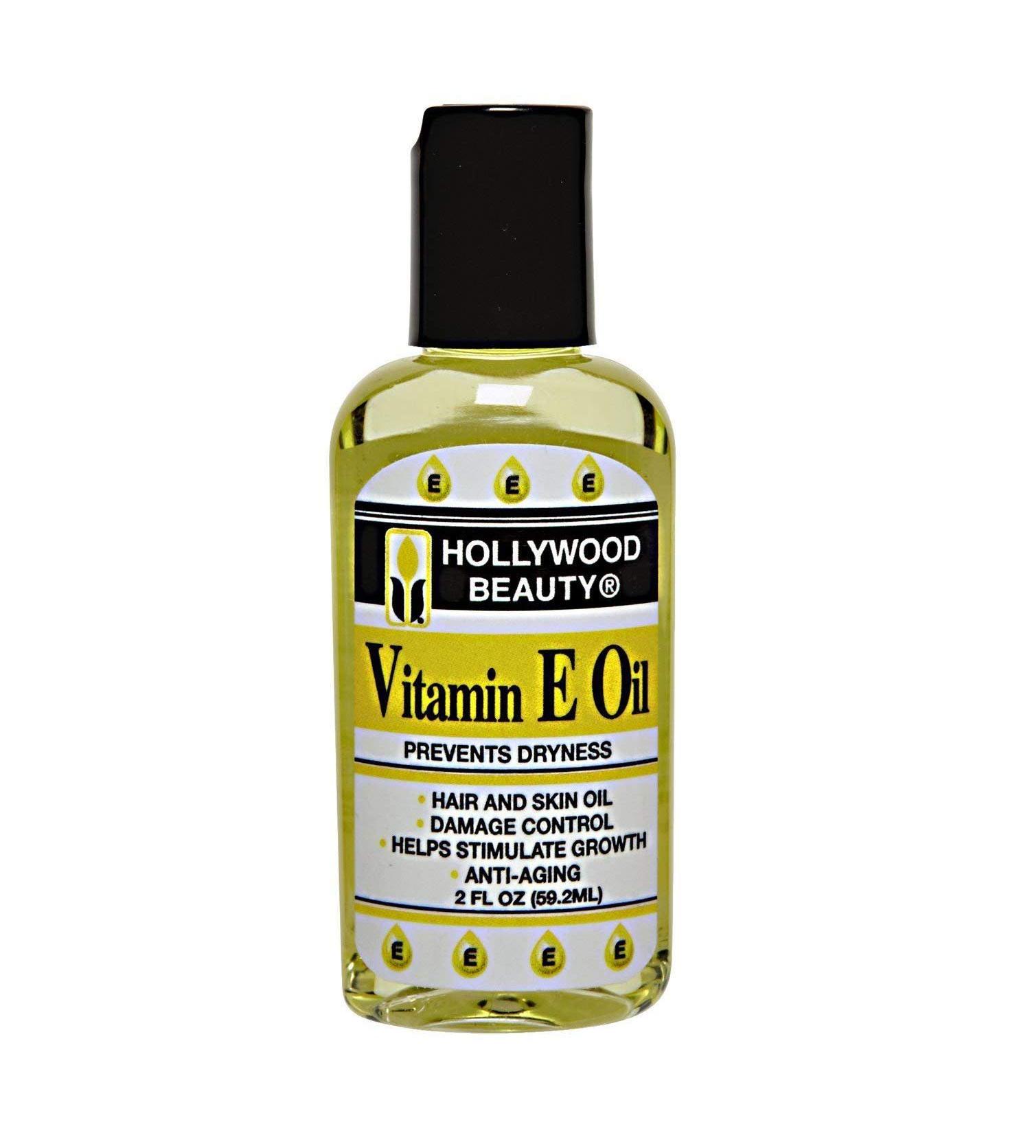 Hollywood Beauty Vitamin E Hair & Skin Oil 2oz Bottle Prevents Dryness for Hair and Skin Stimulates Healthy Hair Growth Repairs Damaged Skin Anti-Aging