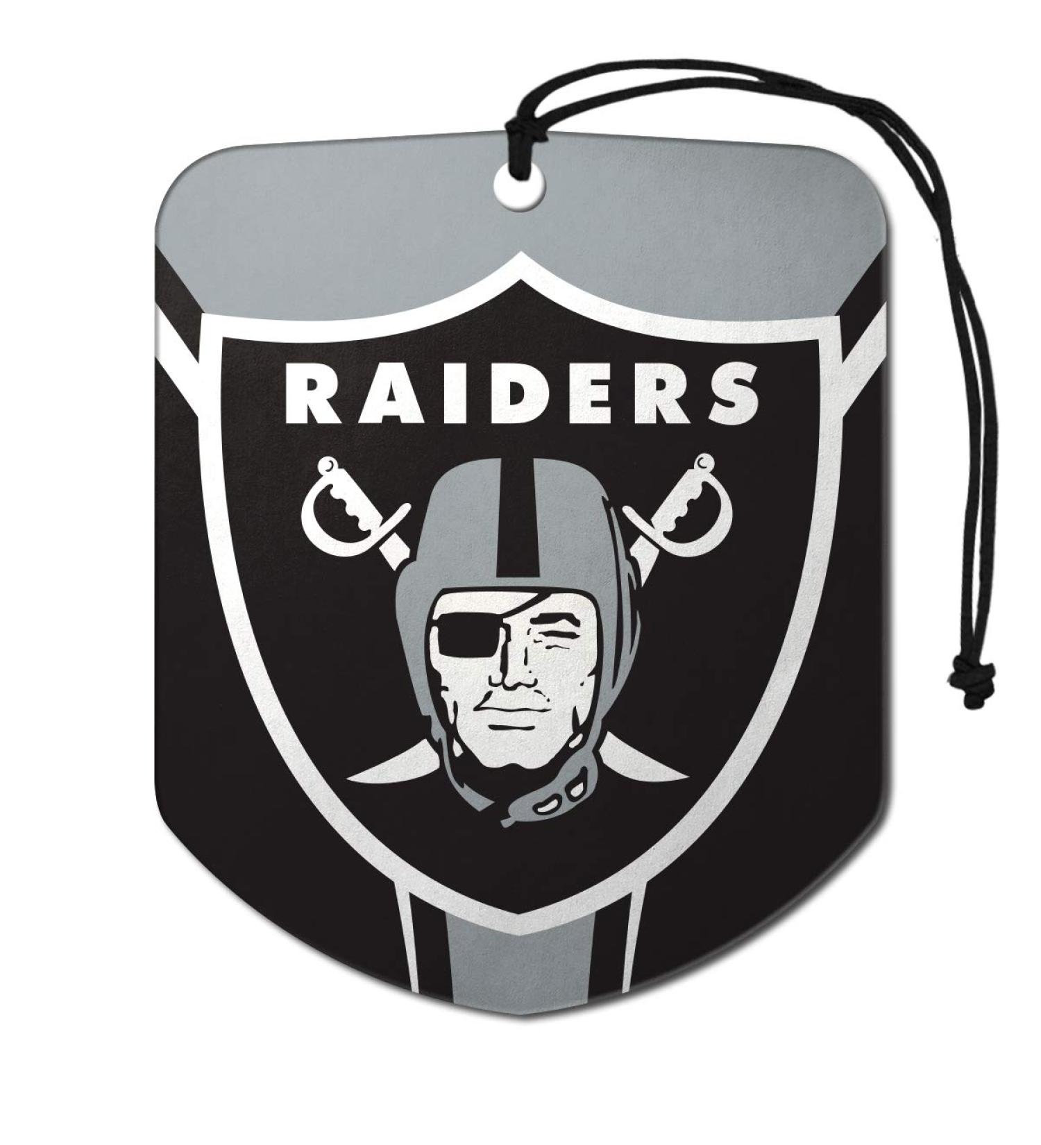 FANMATS 61581 NFL Las Vegas Raiders Hanging Car Air Freshener, 2 Pack, Black Ice Scent, Odor Eliminator, Shield Design with Team Logo