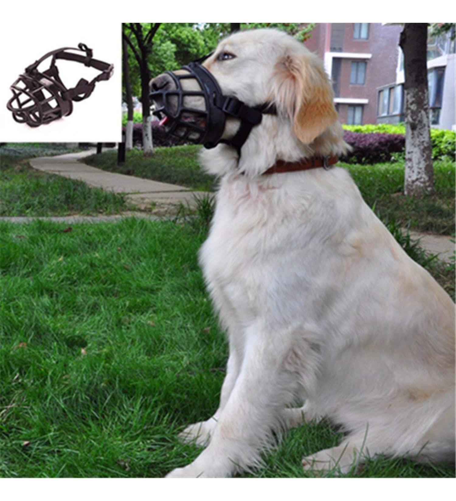 Jyhy Silicon Rubber Dog Muzzle | Anti-Chewing Soft & Adjustable | Breathable Safety Mask for Small/Medium Dogs (Black 5.5# - 34-37cm) - Buy Online on GoSupps.com