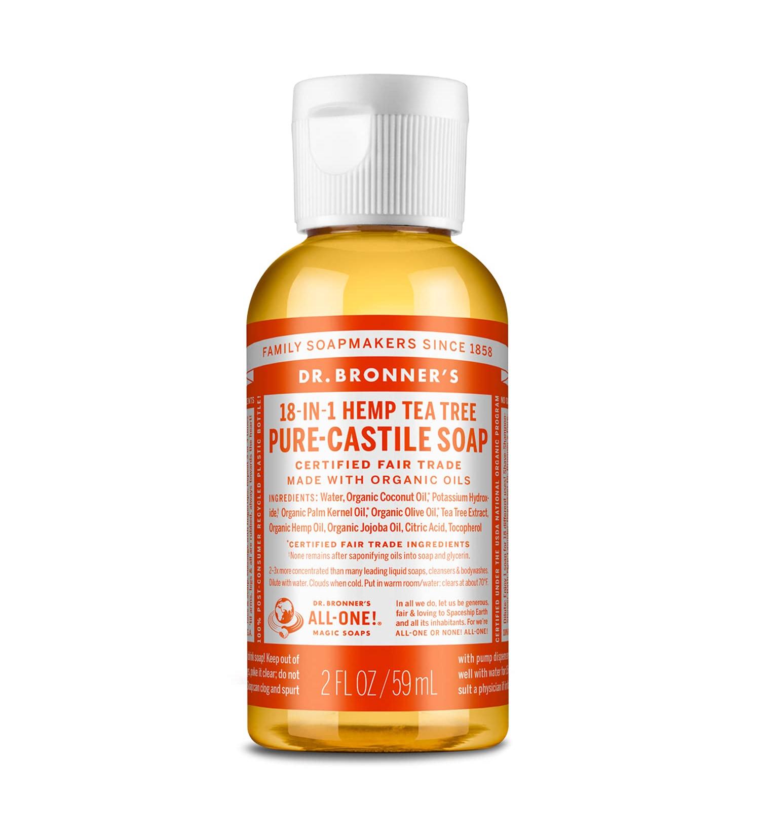 Dr. Bronner's Liquid Soap - Tea Tree 60 ml | Natural Antibacterial Cleanser - International Shipping Available - Buy Online on GoSupps.com