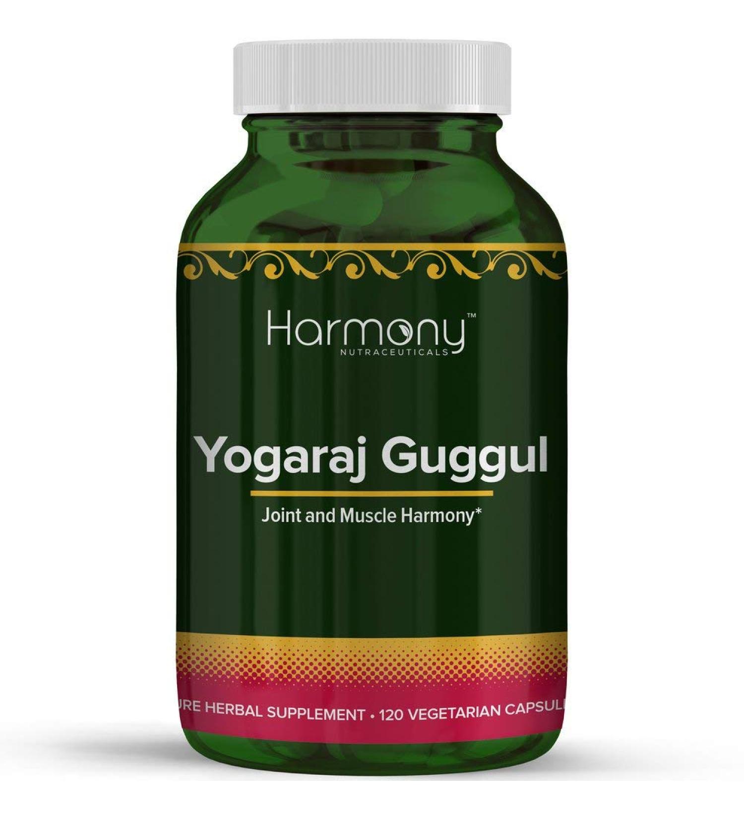 Buy Harmony Nutraceuticals Yogaraj Guggulu - Organic 120 Capsules | Ayurvedic Herbs for Muscle Nerve & Joint Pain Relief - International Shipping Available - Buy Online on GoSupps.com