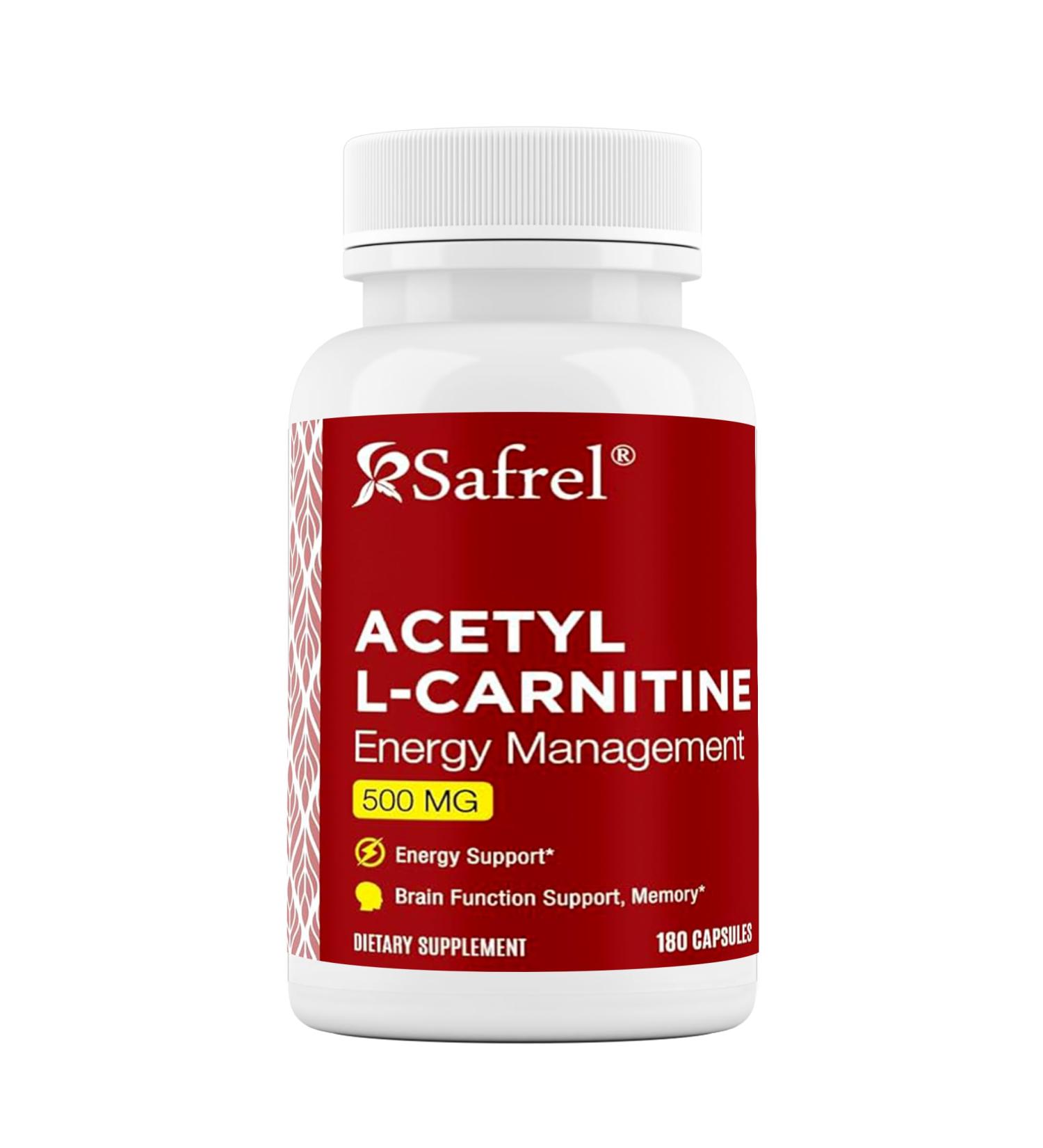Safrel | Acetyl L-Carnitine (ALCAR) | 500 mg | Capsules | 180 Count | Brain Energy Support | Cognitive Function Cellular Energy - Buy Online on GoSupps.com