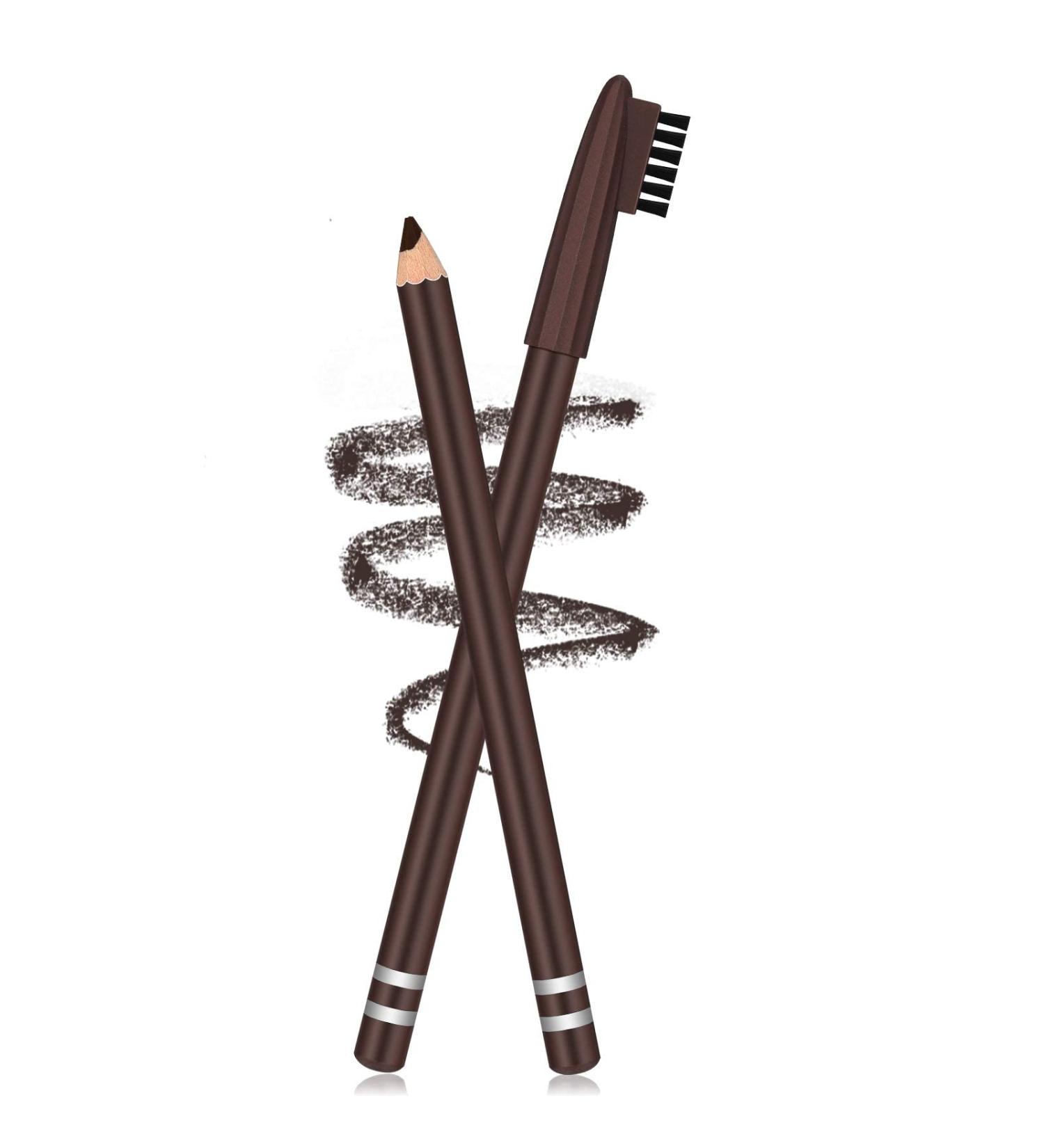 2 Pack Waterproof Eyebrow Pencils with Brush - Long-lasting Sweat-proof Brow Makeup in Dark Brown - Buy Online on GoSupps.com