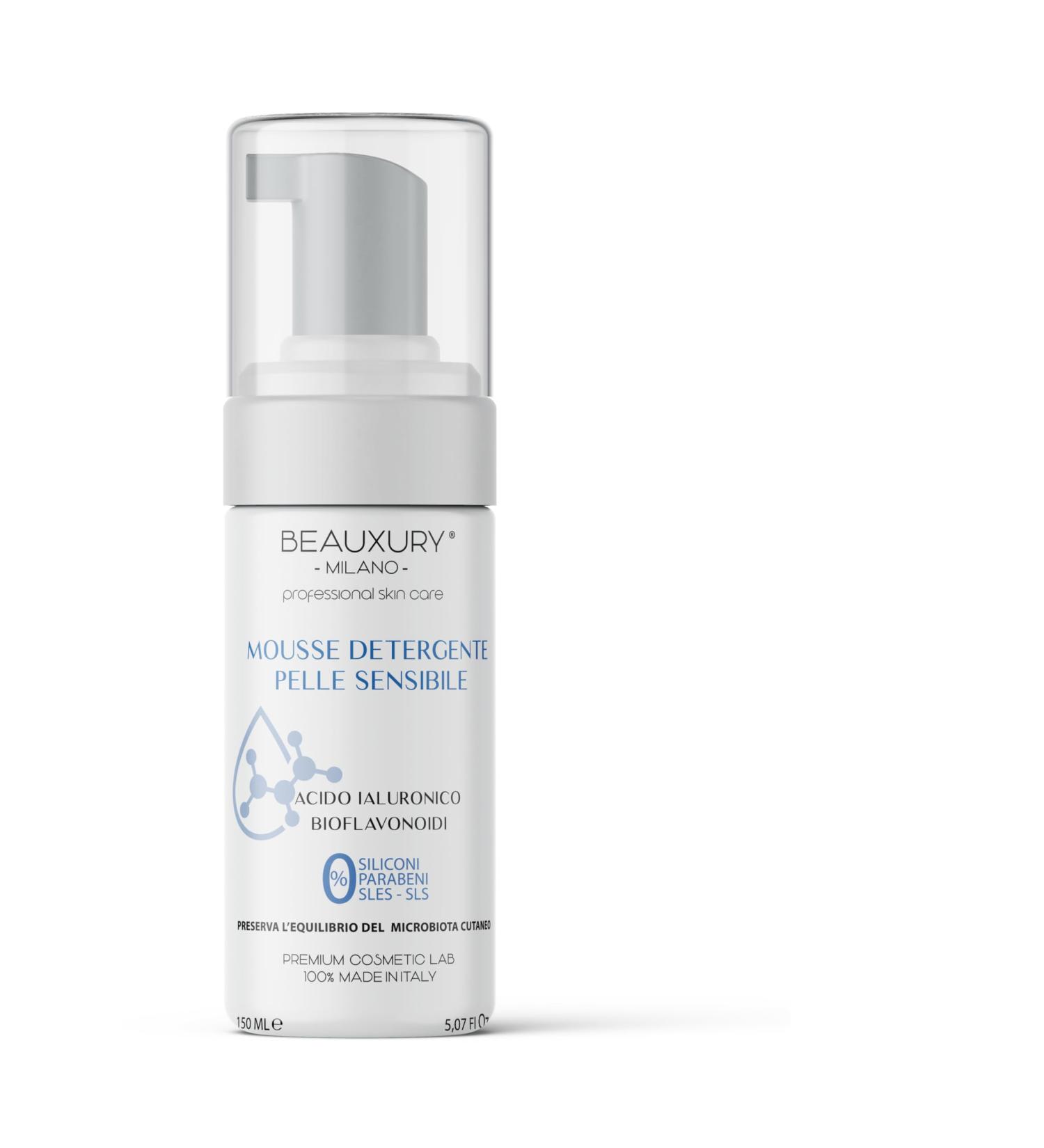 Beauxury Milano Facial Cleansing Foam Sensitive Skin 150 ml with Hyaluronic Acid and Bioflavonoids
