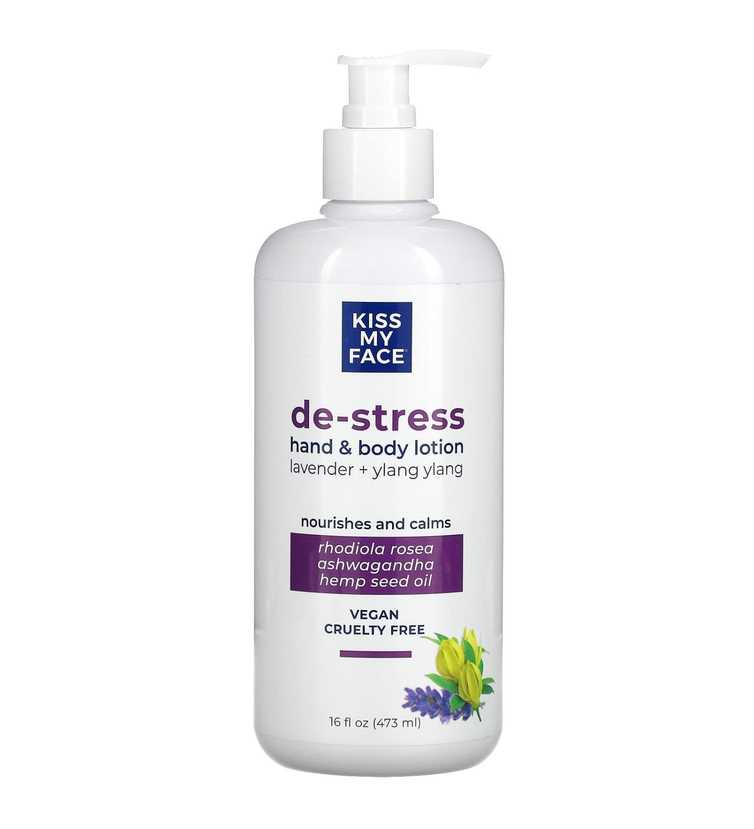 Kiss My Face De-Stress Hand & Body Lotion Lavender + Ylang Ylang 16 fl oz (473 ml)