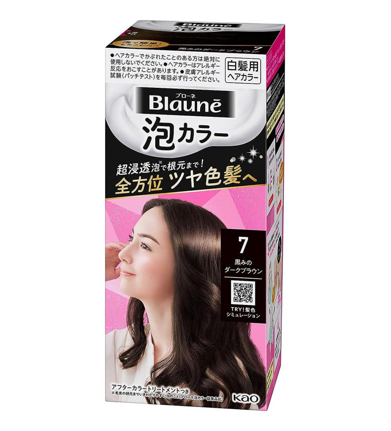 Kao Blaune Bubble Hair Color For Gray Hair - 7 Black Dark Brown (Green Tea Set) - Buy Online on GoSupps.com