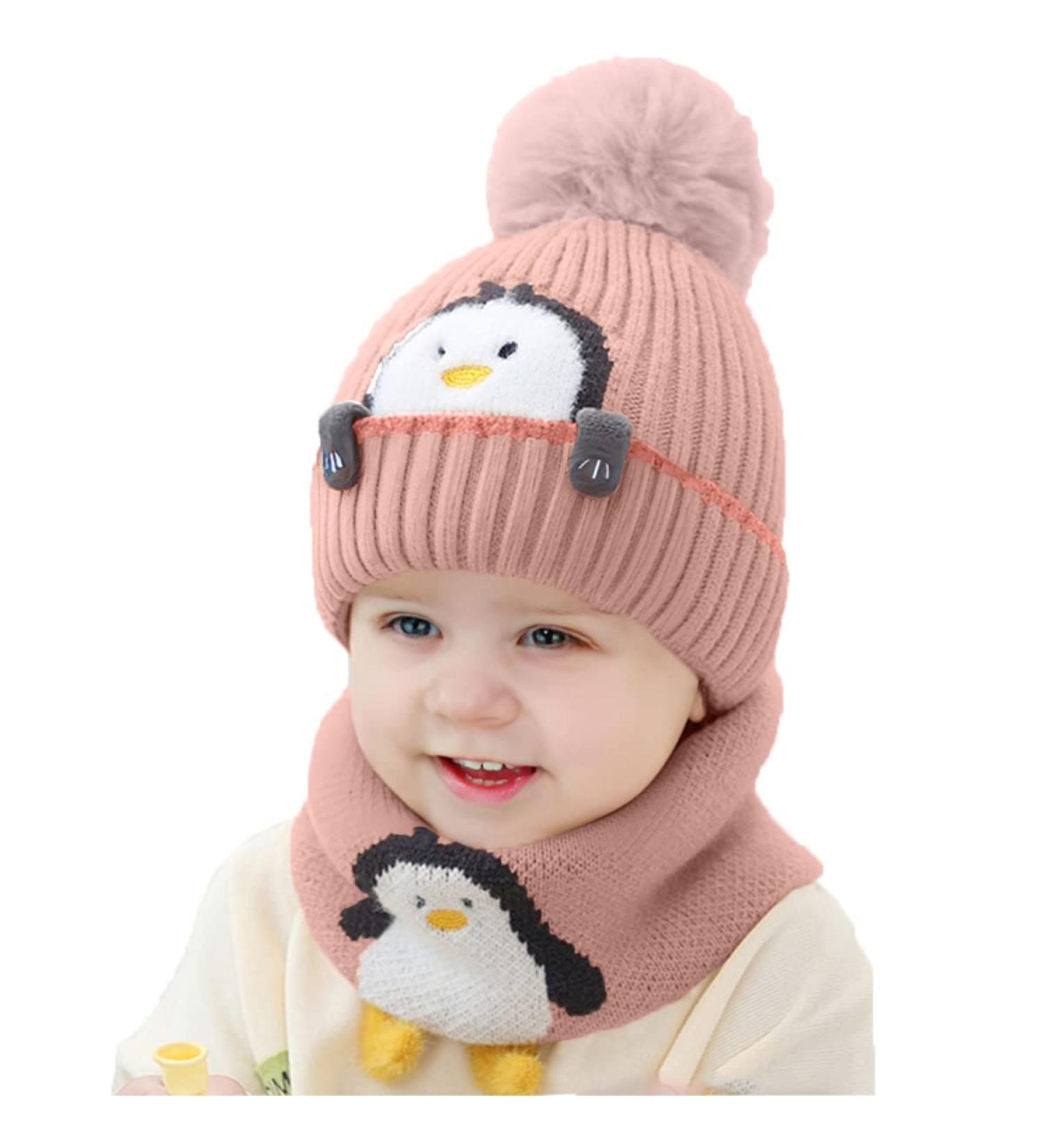 Rayson Kids Winter Hat and Scarf Set - Pink, Fleece Lined Beanie and Loop Scarf for Toddlers, Outdoor Sport - Buy Online on GoSupps.com