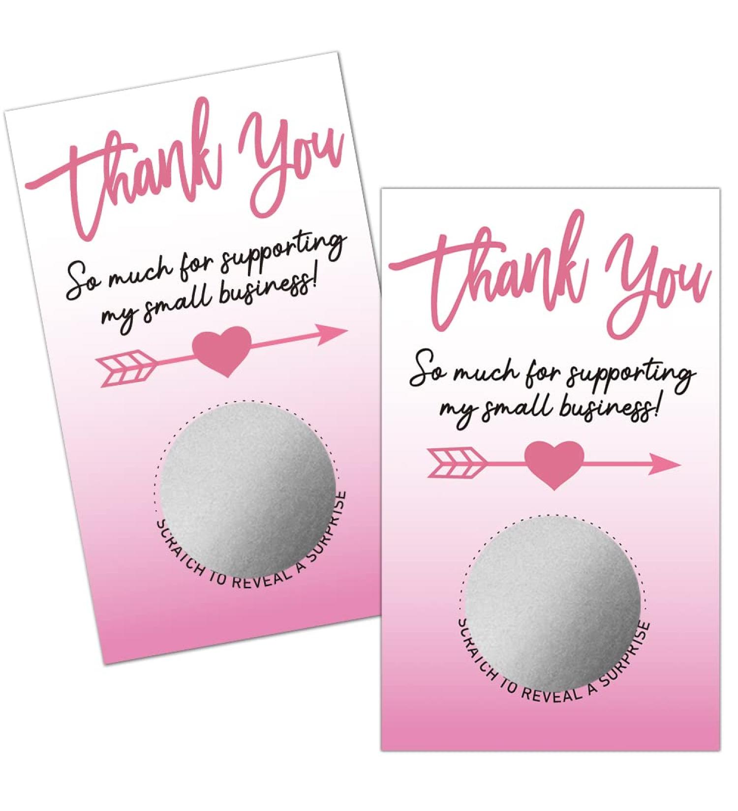 50 Pack Pink Thank You Blank Gift Certificate Scratch Off Cards for Small Business - Perfect for Spa, Beauty, Hair Salon, Bridal Shower, Baby Shower, Country Wedding - Silver - Buy Online on GoSupps.com
