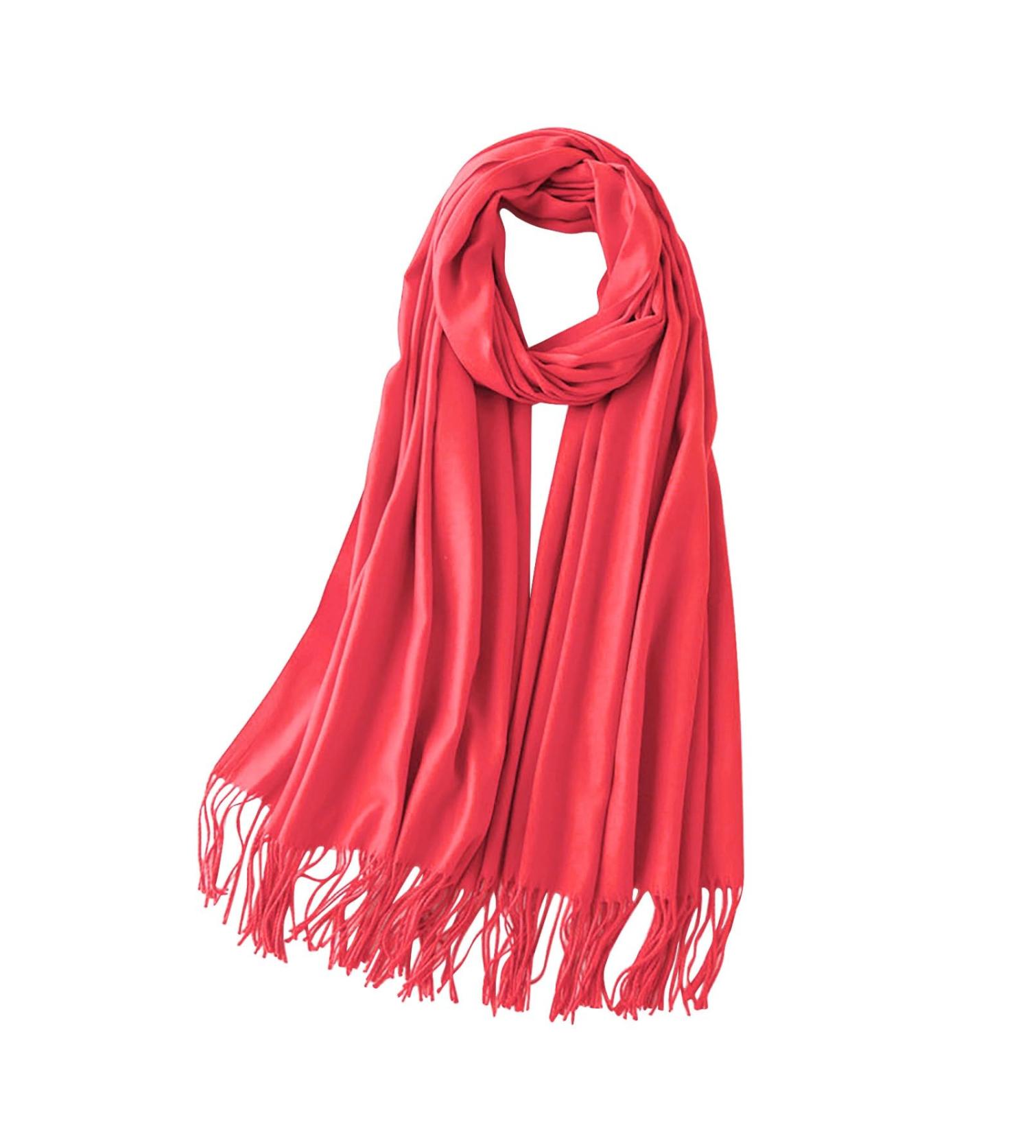 Shop Hanxiulin Women's Warm Autumn Scarves - Stylish Black Buttoned & Versatile Watermelon Red Cashmere Neck Wraps for Every Season - Buy Online on GoSupps.com