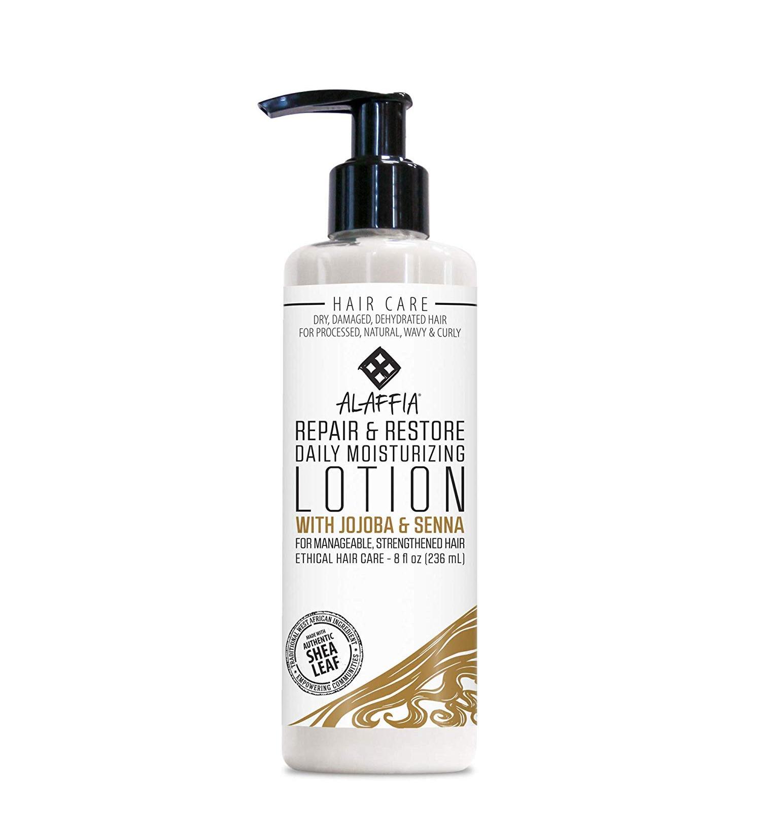 Alaffia Repair & Restore Daily Moisturizing Hair Lotion For Dry Damaged or Dehydrated Hair Natural Wavy and Curly Ethically Traded Non-GMO 8 oz