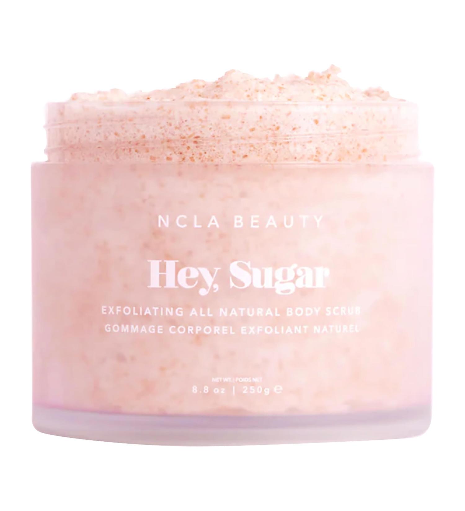 NCLA Beauty Hey Sugar All Natural Body Scrub - Moisturizing Exfoliating Sugar Scrub - Shea Cocoa and Mango Butters - Sandalwood Demerara - 8.8 oz