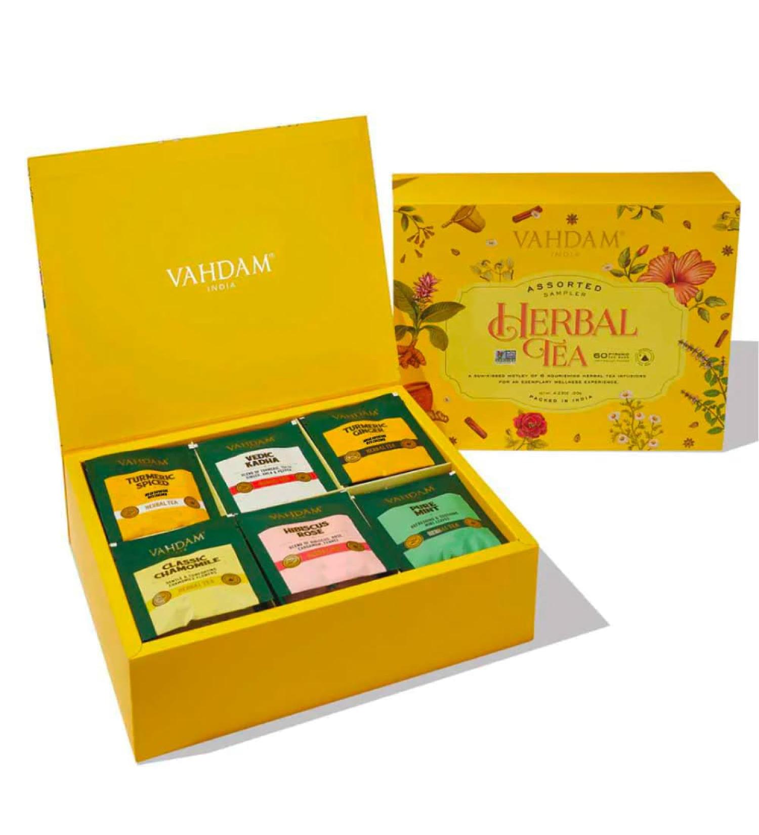 Vahdam Herbal Tea Trial Set | 6 Varieties 60 Tea Bags | Perfect Gift Set for Tea Lovers | International Shipping - Buy Online on GoSupps.com