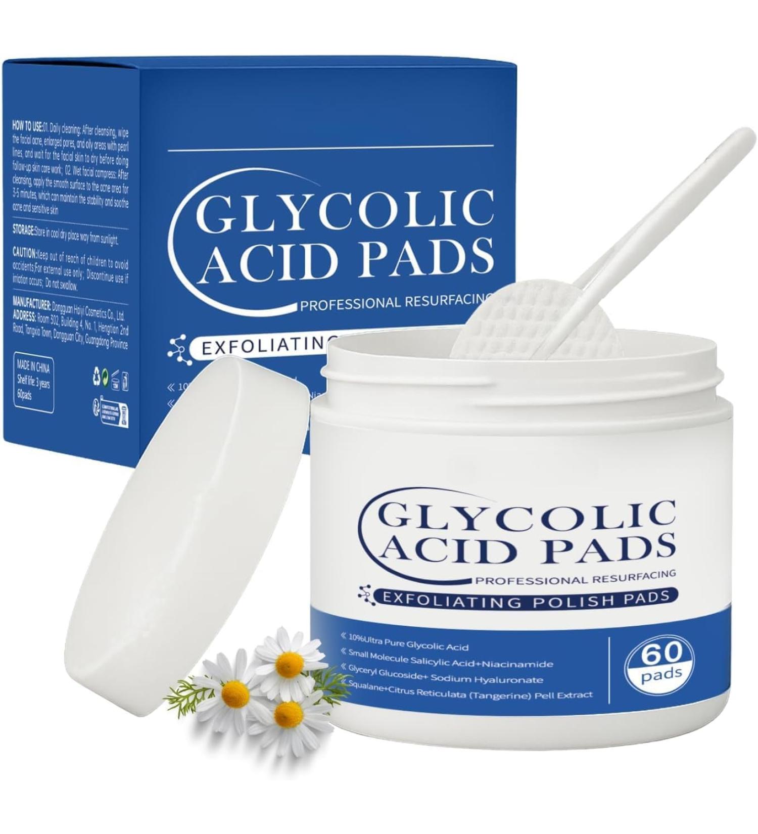 Glycolic Acid Resurfacing Pads (60 Count) - 10% Ultra Pure Glycolic Acid + 2% Salicylic Acid Radiant Skin Renewal & Peeling Pads for Face 60 Count (Pack of 1) - Buy Online on GoSupps.com