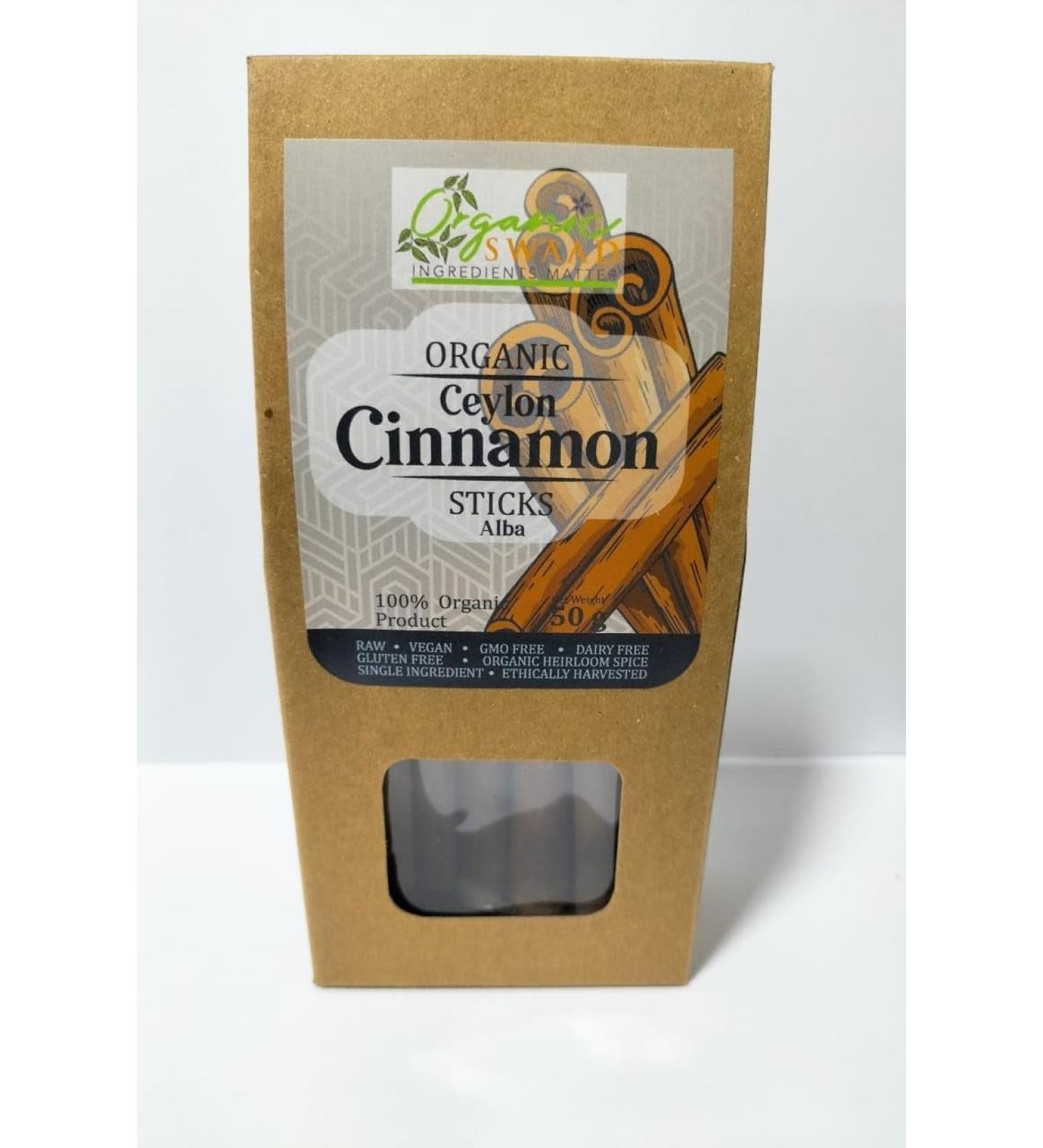 Organic Swaad Organic Cinnamon Quill -Alba 50g - Sri Lanka