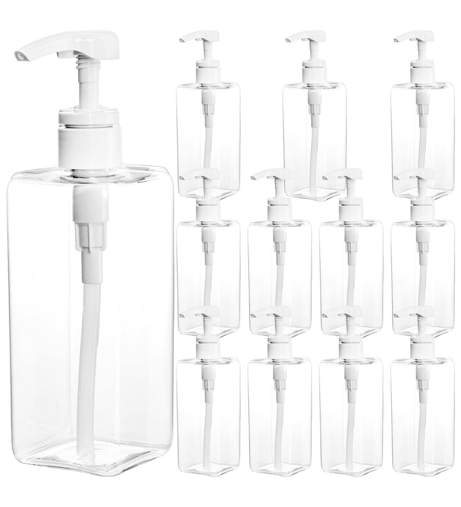 Oblen 12-Pack 500ml Refillable Pumping Containers - Clear Square Bottles for Shampoo Lotion & Cleaning Agents | Ideal for Kitchen & Bathroom - Buy Online on GoSupps.com