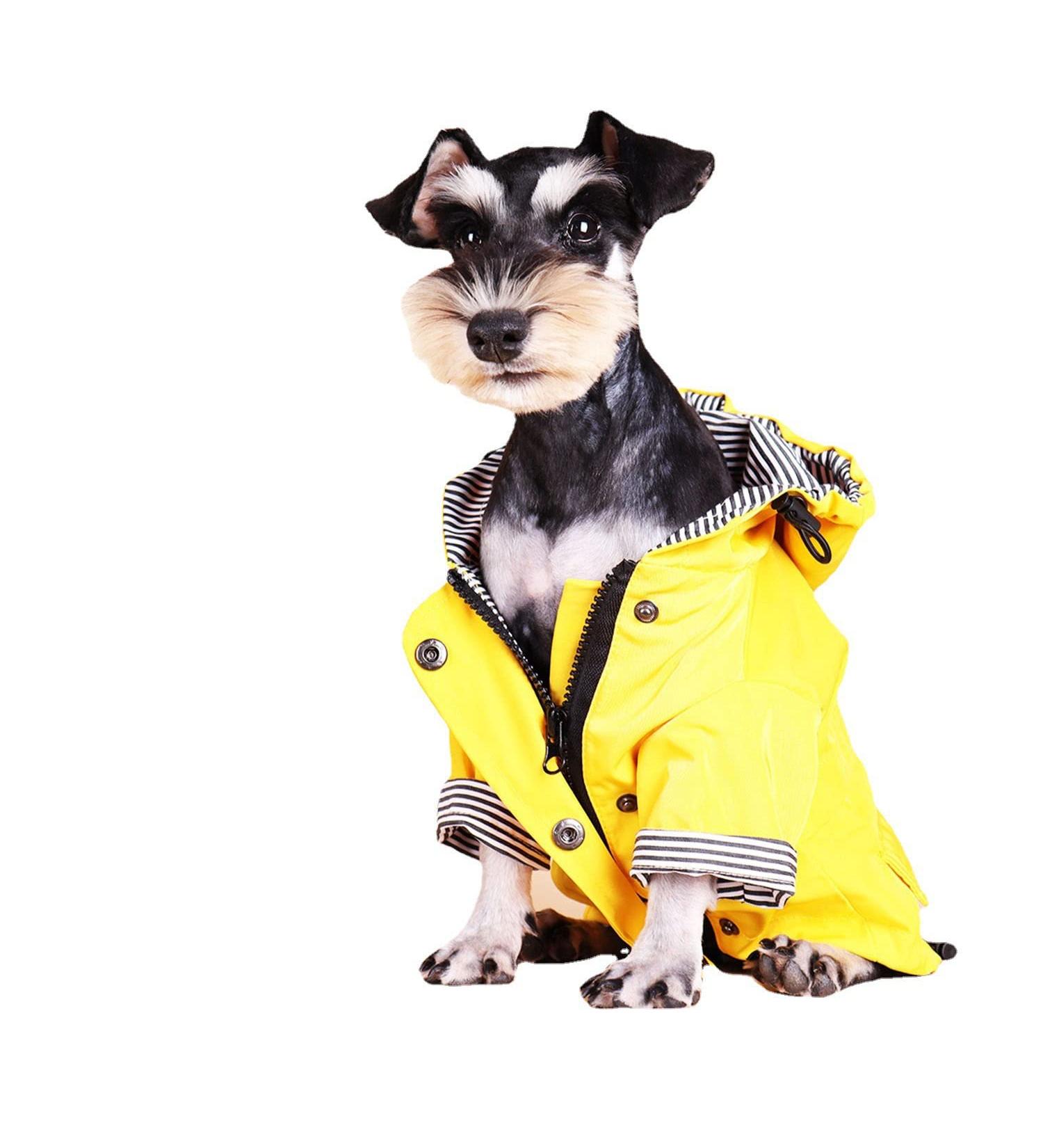 Medium Yellow Dog Raincoat Jacket with Zip-Up Hoodie | Water Resistant Stylish Dog Raincoats - Buy Online on GoSupps.com