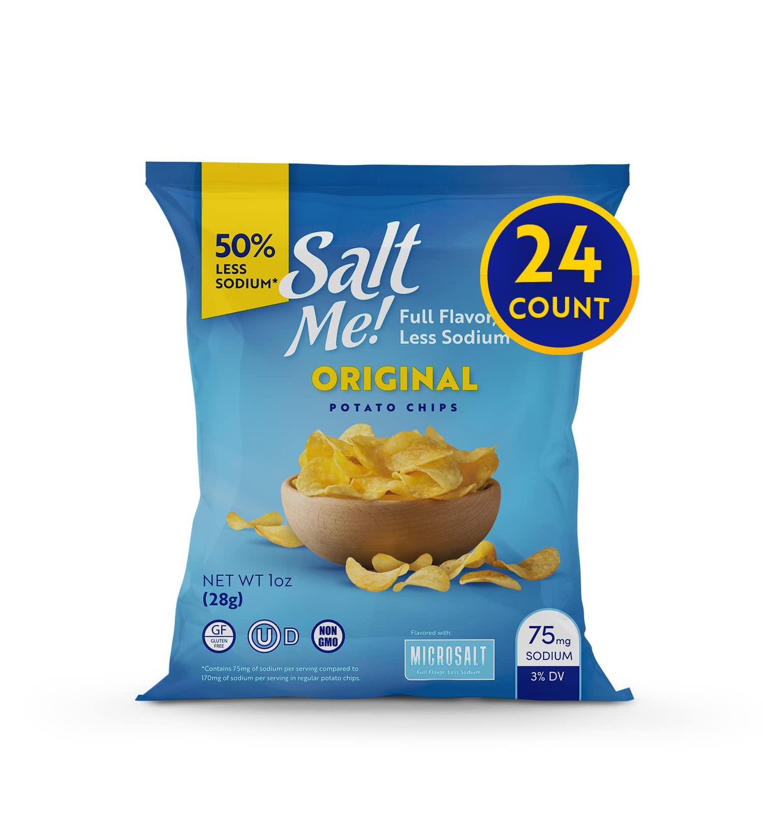 SaltMe! Original Better For You Potato Chips - 24ct 1oz Bags - 50% Less Sodium - Kosher & Gluten Free - Non-GMO - Healthy Snack Pack - USD$21.97 - Buy Online on GoSupps.com