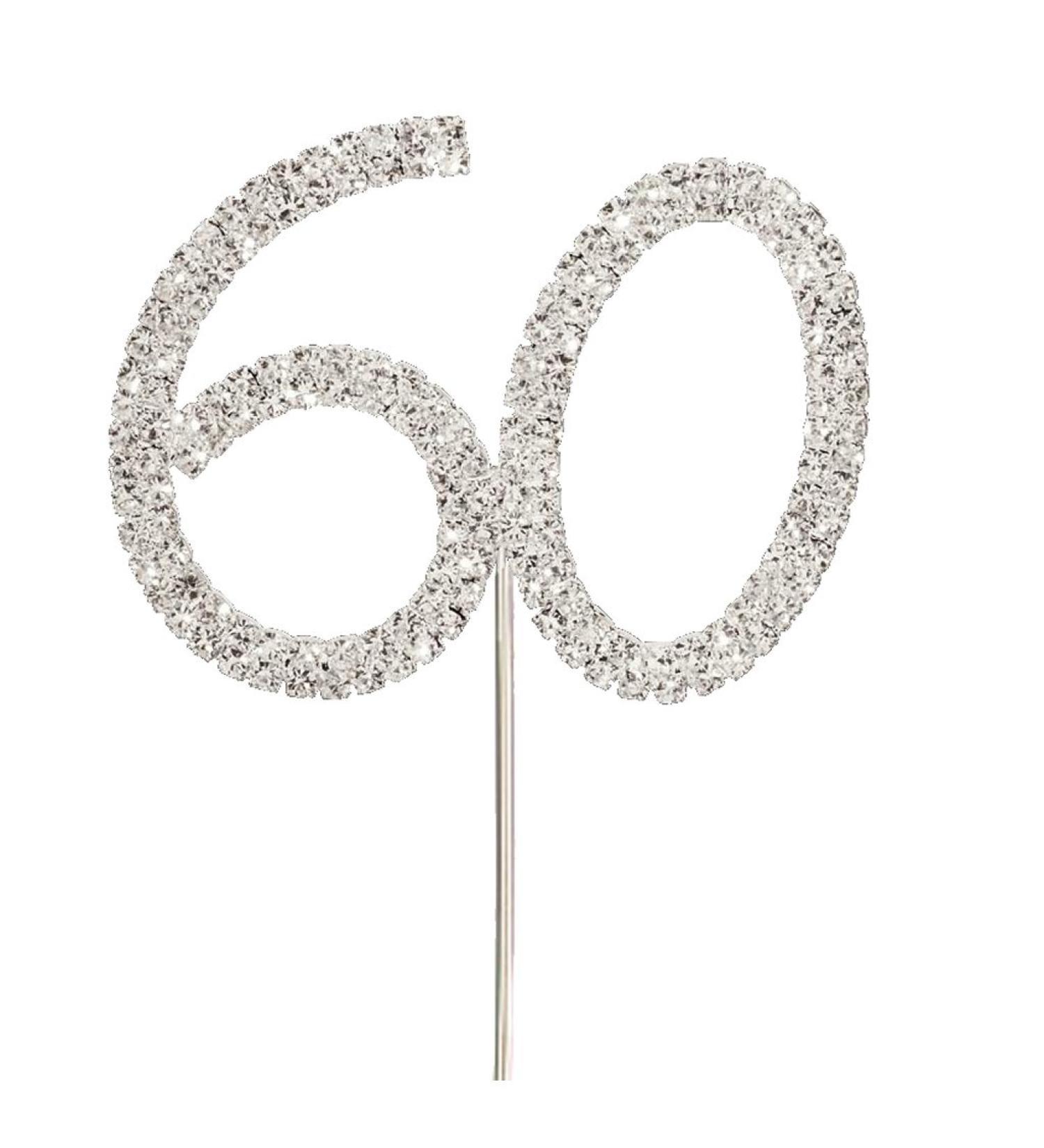 Sparkly Diamante Cake Topper Number 60 Sale Price 60th Silver