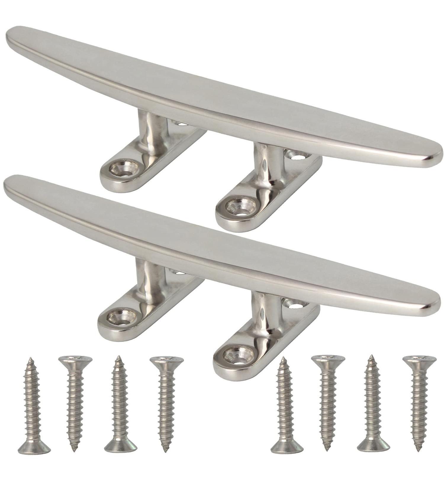 VEITHI Stainless Steel Boat Dock Cleats - 5in/6in/8in (3 Sizes) Open Base Flat Top - 2 Pack (8inch) with Stainless Steel Screws - Buy Online on GoSupps.com
