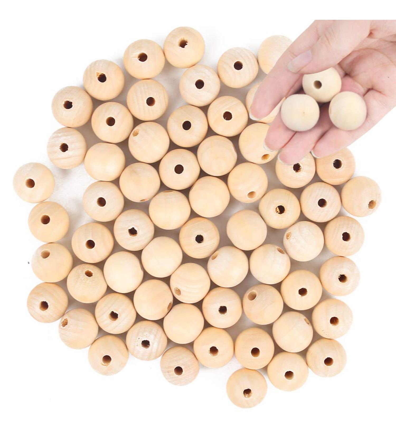 BigOtters 25mm Natural Round Wooden Beads - DIY Crafts and Jewelry Making - Home Decor and Farmhouse Style - Unfinished Wood Beads - Buy Online on GoSupps.com