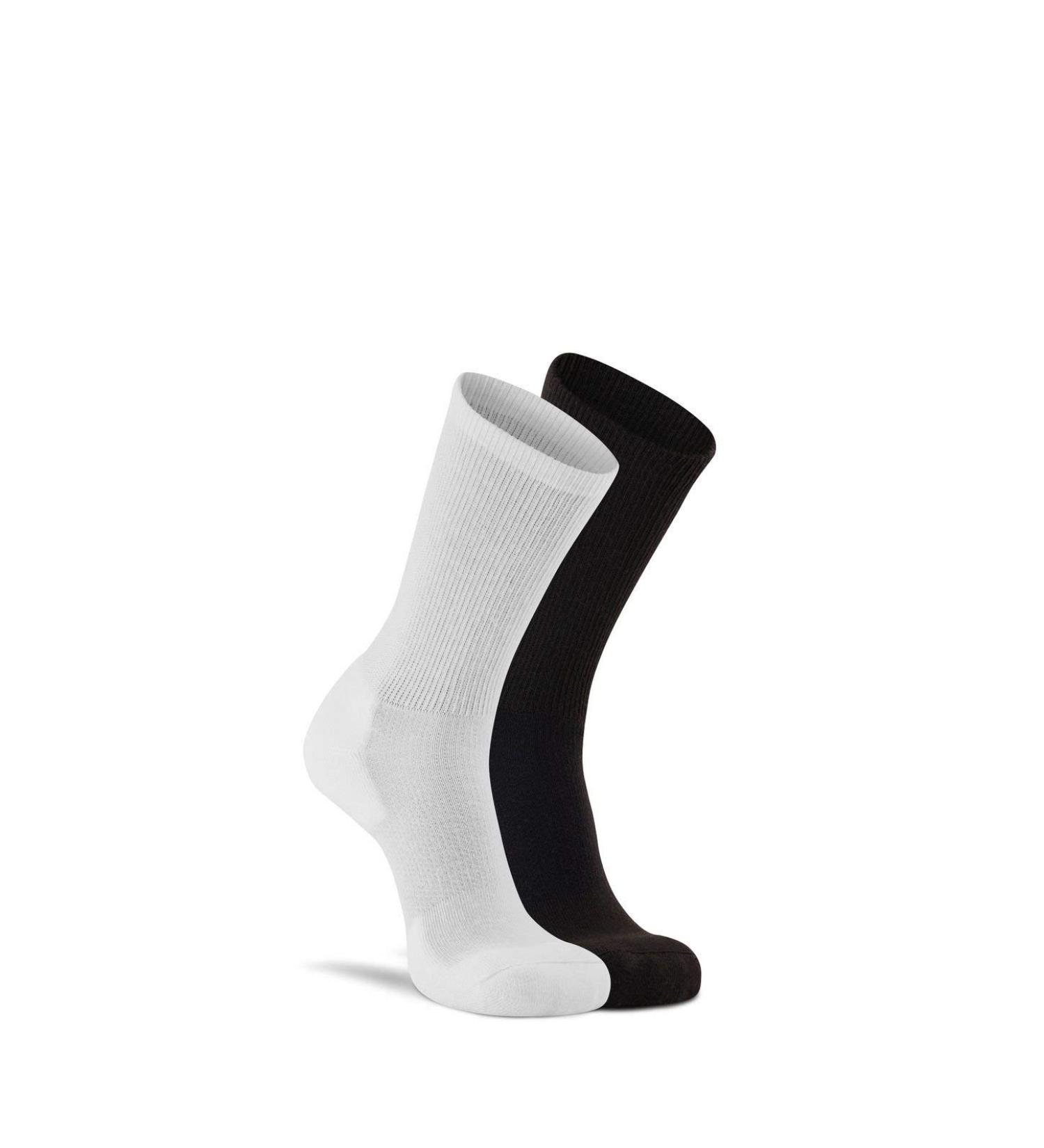 FoxRiver Adult Diabetic Lightweight Crew Socks -White/Black Large