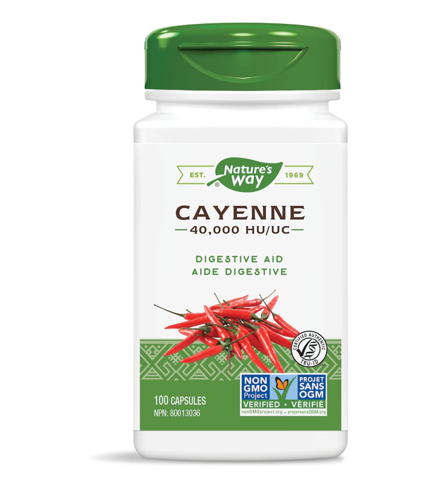 Nature's Way Cayenne Pepper 40 000 HU 450 mg per serving 100 Vegetarian Capsules ( 1 Pack) - Buy Online on GoSupps.com