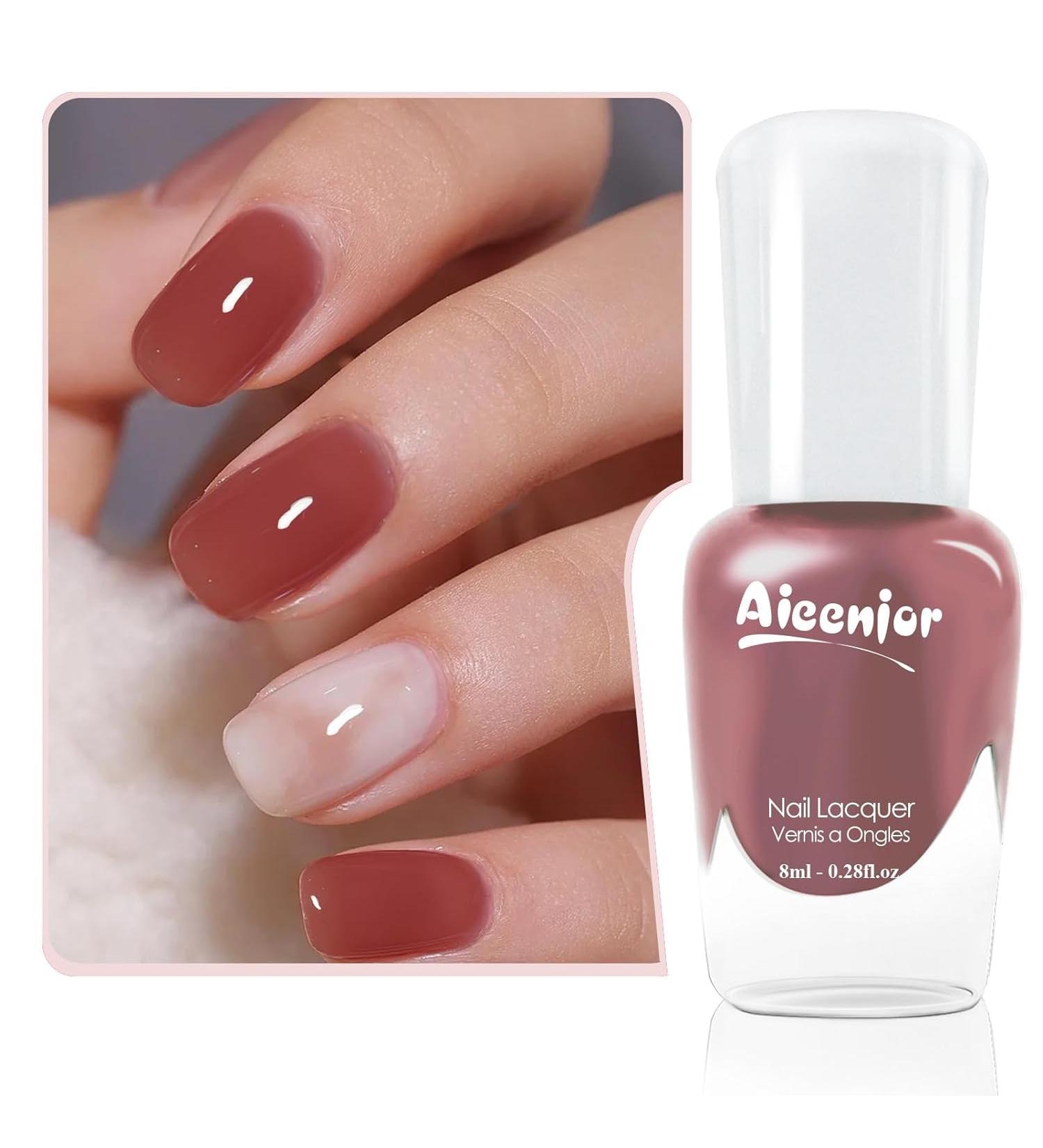 Aieenjor Pink Nude Red Nail Polish Water Based Removable Non-Toxic and Quick Dry Suitable for Formal Occasions Such as Weddings Jelly Nude Red Nail Polish 7ml - Buy Online on GoSupps.com