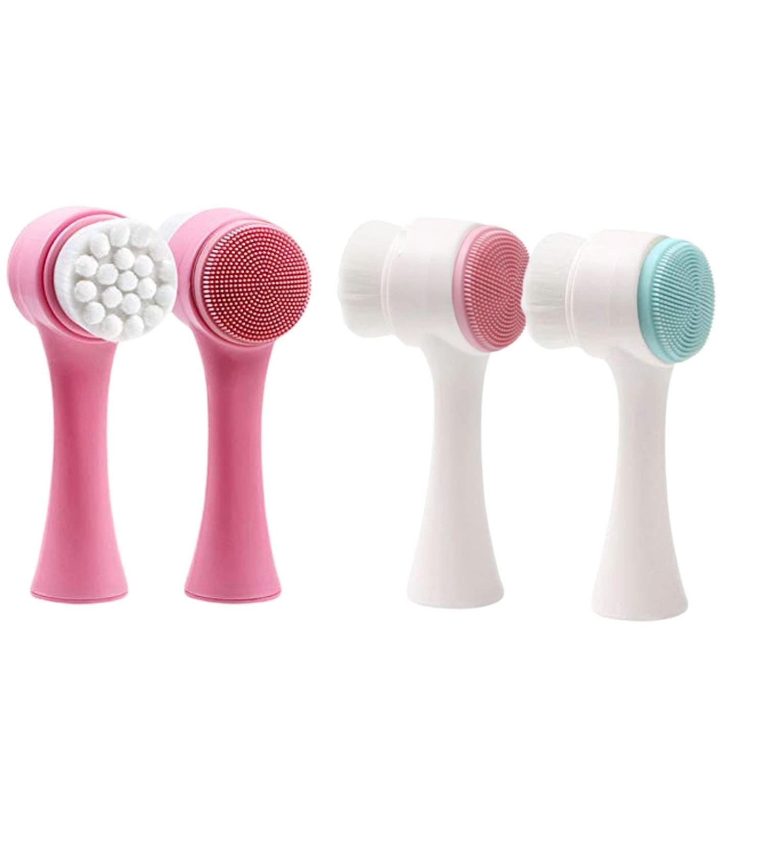 2 in 1 Portable Facial Cleaning Brush - Dual sided Silicone Scrubber for Deep Pore Exfoliation and Makeup Massaging - Waterproof Face Wash Brush (Blue) - Buy Online on GoSupps.com