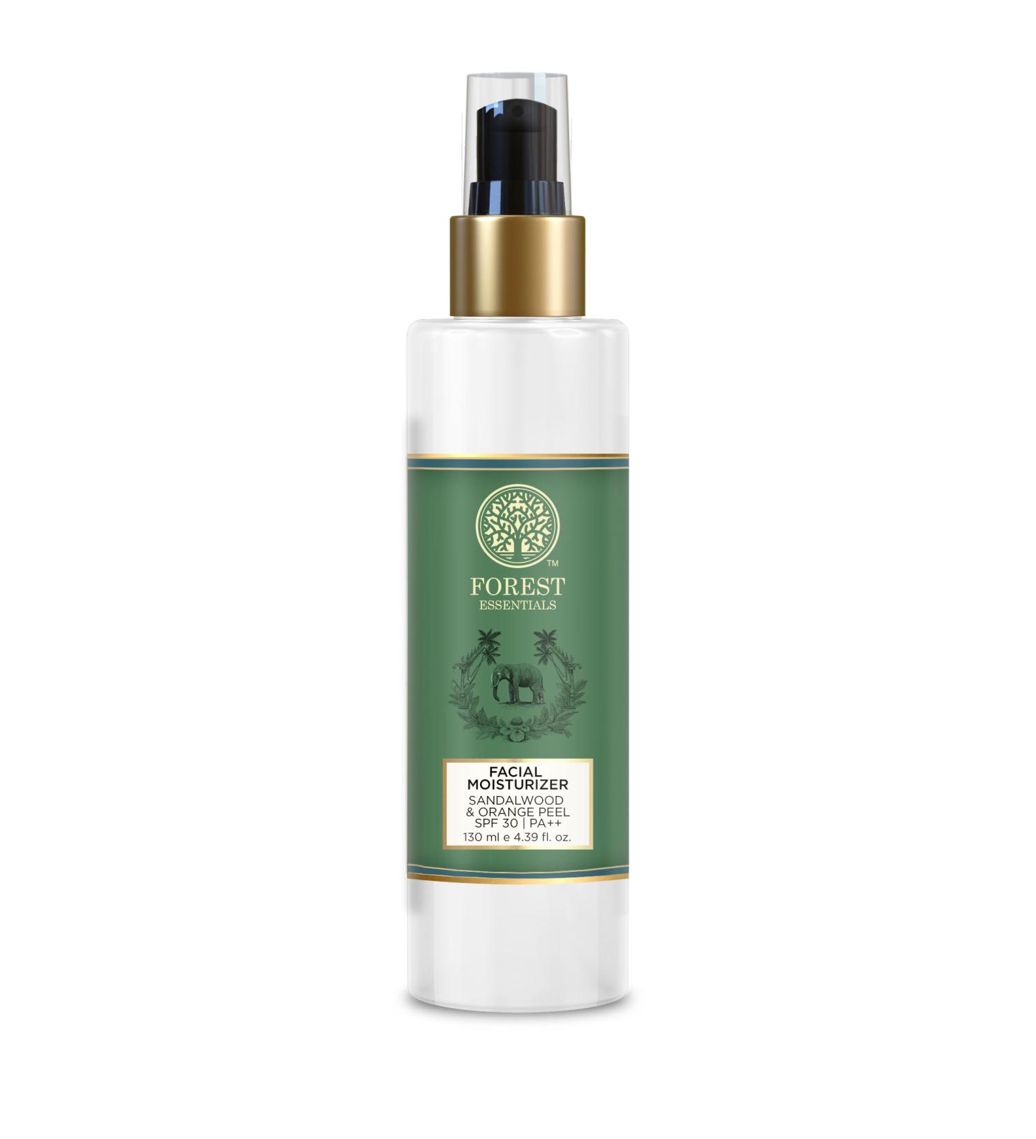 Buy Forest Essentials Hydrating Facial Moisturiser with Sandalwood & Orange Peel | SPF 25 | 130ml - Best Hydrating Face Cream for Glowing Skin - Buy Online on GoSupps.com