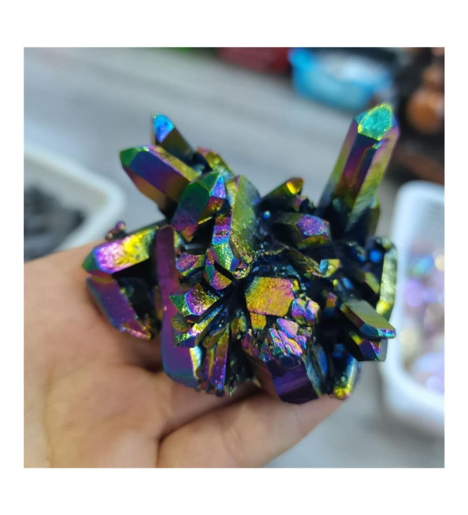 Crystal Natural Colorful Crystal Cluster Seven Rainbows Electroplating Crystal Stone Home Craft Decorations Can be Used for JIZTGEDM (Size : 100-150g) - Buy Online on GoSupps.com
