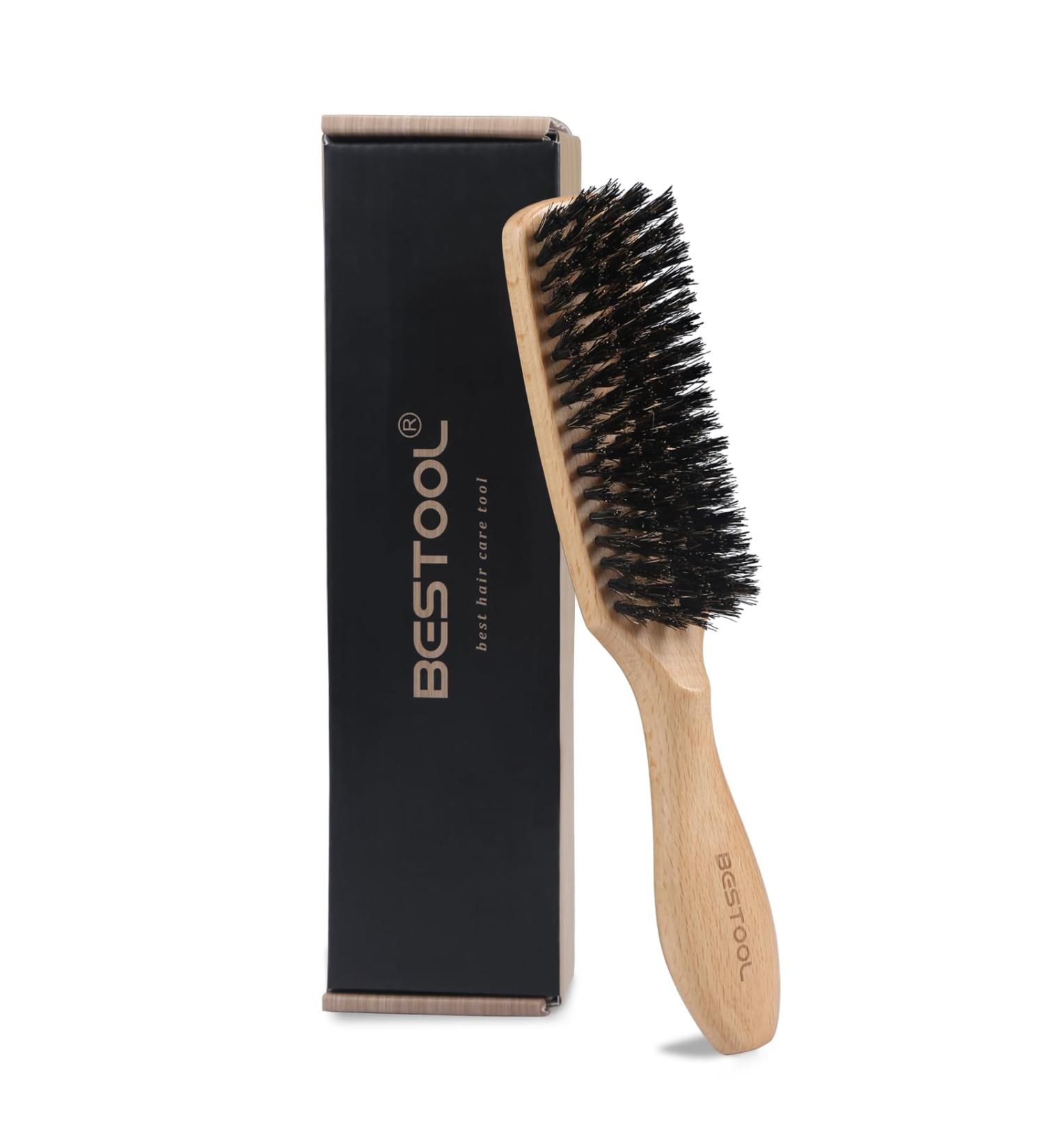 Bestool Wild Boar Hairbrush - Natural Bristle Brush for Women Men & Children | Thin & Fine Hair & Beard | Black Walnut Handle - Buy Online on GoSupps.com