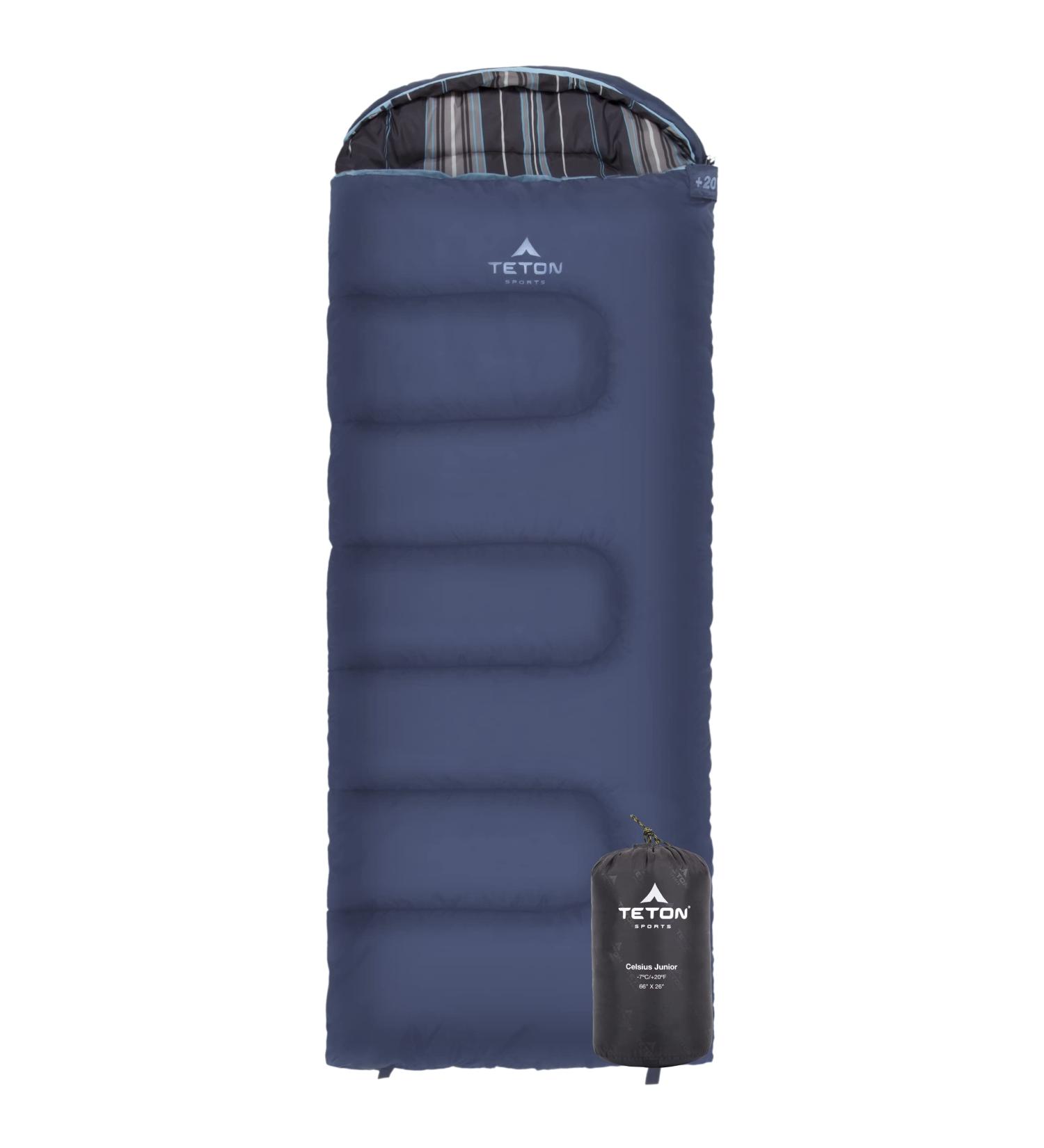 TETON Sports Jr Sleeping Bag for Boys, Girls & Kids - 20F & 0F Options - Camping Accessory for Sleepover, Cabins, RV - Blue Liner - Buy Online on GoSupps.com