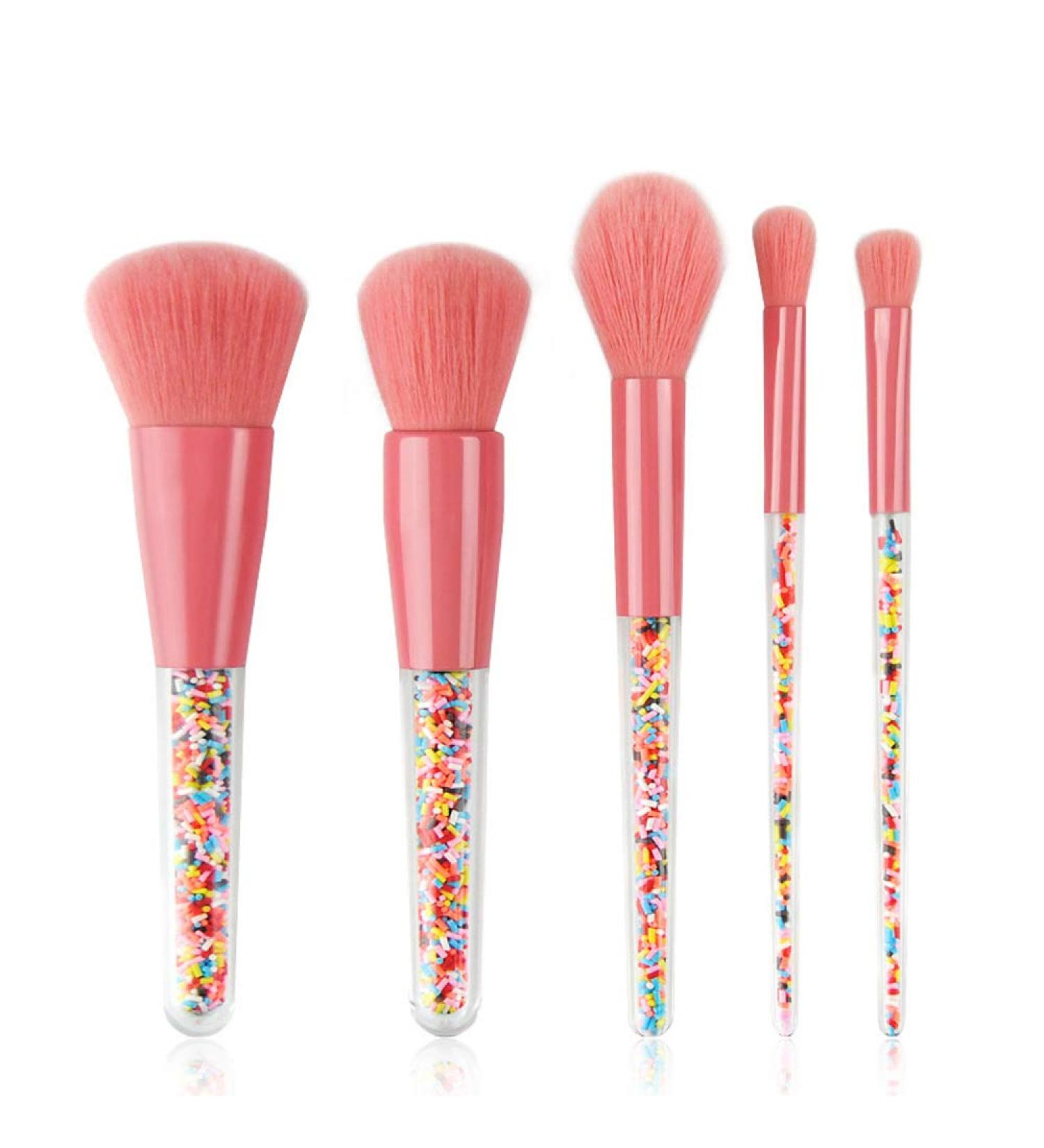 Wasond 5-Piece Sweet Sweets Makeup Brush Set - Pink Cosmetic Brushes for Adults & Kids | Perfect for Beginners | Ideal for Powder Liquid Creamy Face Eyes Nose & Lips - Includes Elegant Paper Box - Buy Online on GoSupps.com