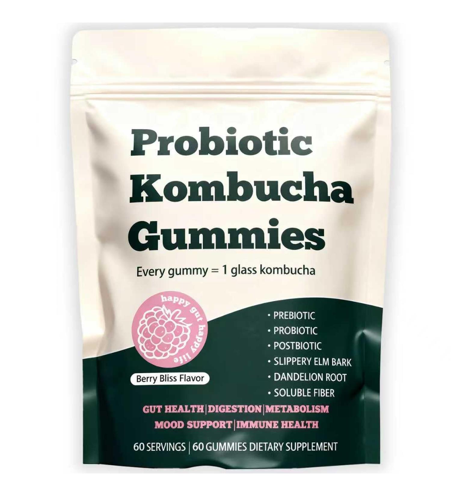 FORTIRISE Probiotic Kombucha Gummy - Prebiotics + Probiotics + Postbiotics | Contains MCT Oil elm bark Dandelion Root and Fiber | Promotes Gut Health | 60 Capsules - Buy Online on GoSupps.com
