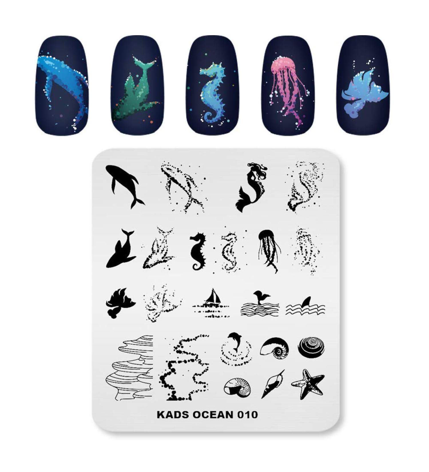 KADS Ocean Seahorse Nail Stamping Plate - Shell & Starfish Template for Nail Art - OC010 - Buy Online on GoSupps.com