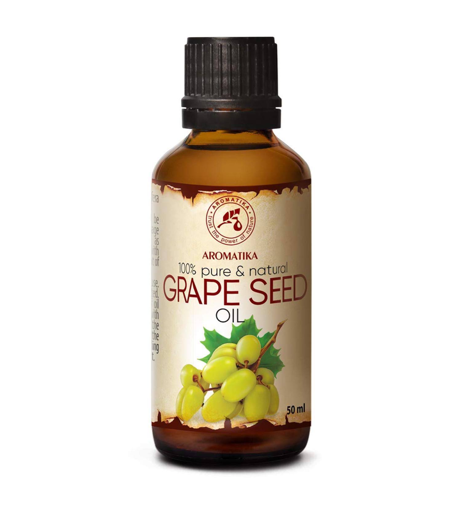 Cold-Pressed Grape Seed Oil 100% Pure - Vitis Vinifera - 50ml Glass Bottle - Intensive Care for Face Body & Hair - Premium Italian Cosmetics - Buy Online on GoSupps.com