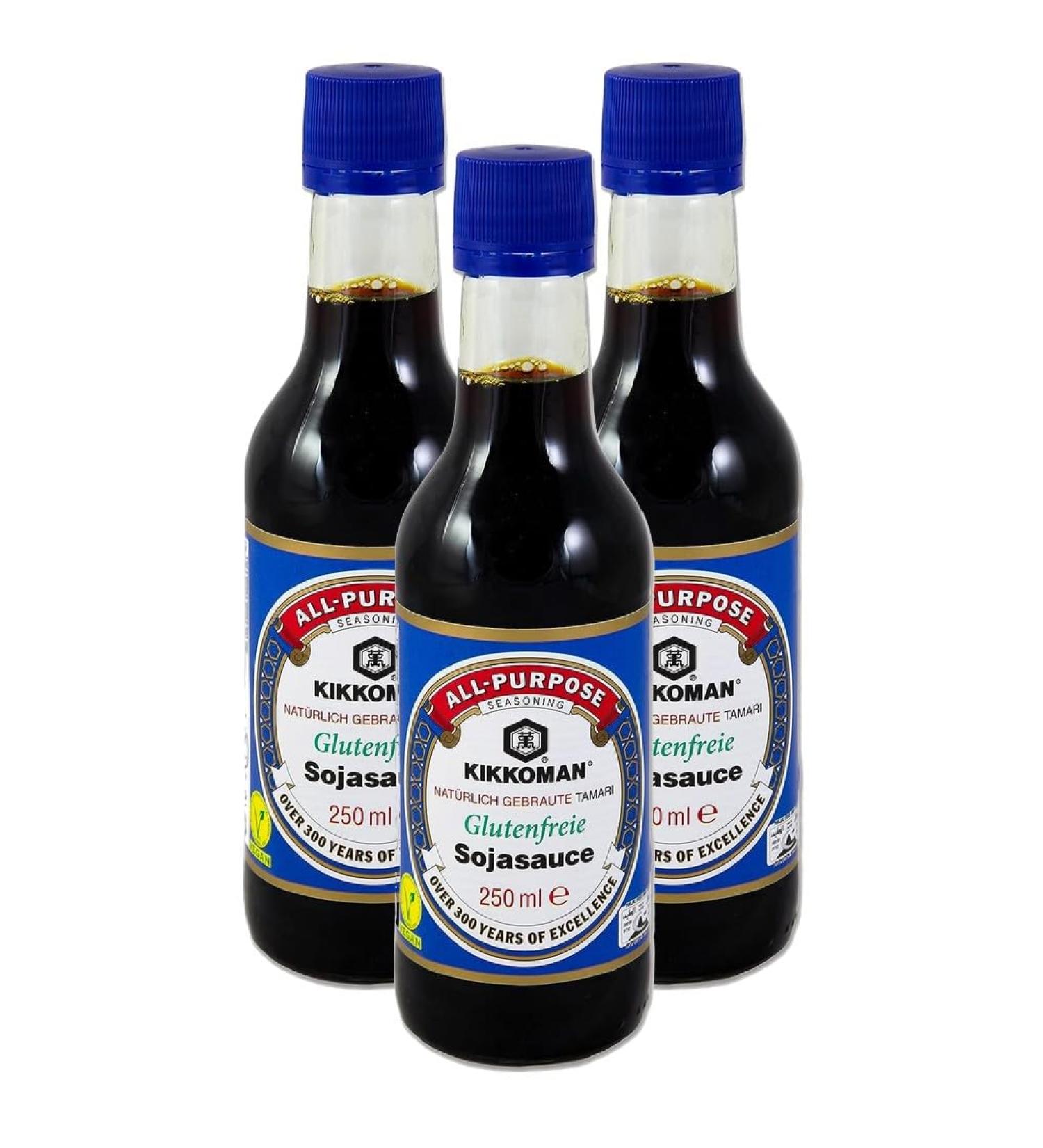  3x 250ml KIKKOMAN Soy Sauce / Gluten Free Tamari Soy Sauce WITHOUT EXTRA WHEAT + a little lucky doll - pou - Buy Online on GoSupps.com