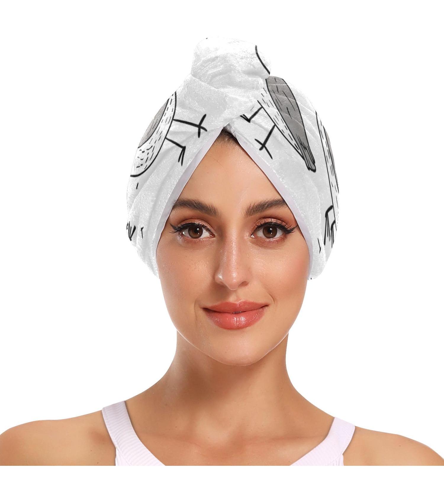 Super Absorbent Grey Birds Hair Towel 2 Pack - Quick Dry Hair Turbans & Twisty Wrap for Women & Girls - Buy Online on GoSupps.com