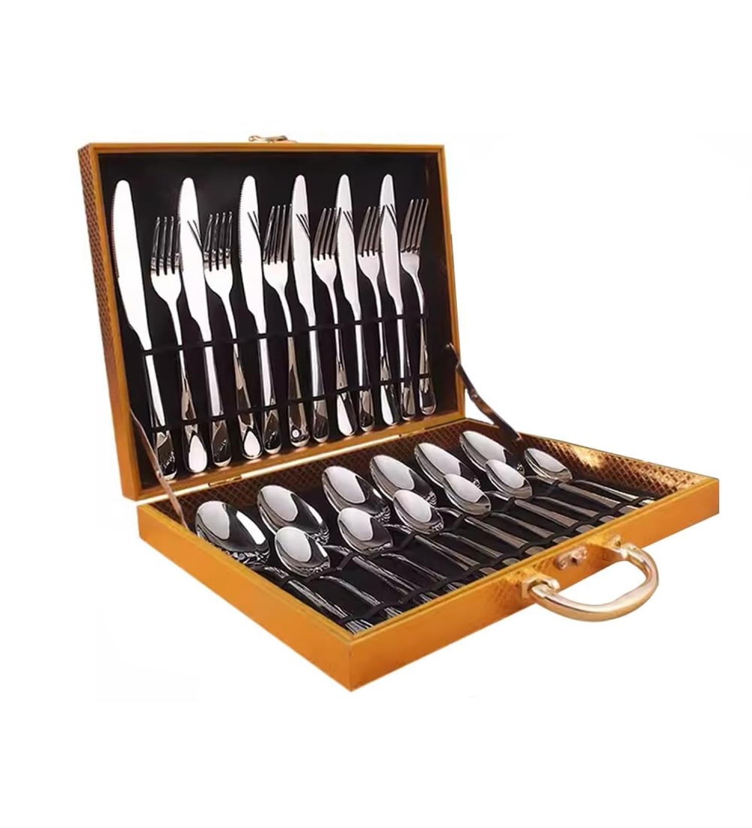 Flatware Sets Home Kitchen Silverware Set 304 Stainless Steel Flatware Set Western Tableware Set with Gift Box Dishwasher Safe (Color : 24 Piece) - Buy Online on GoSupps.com