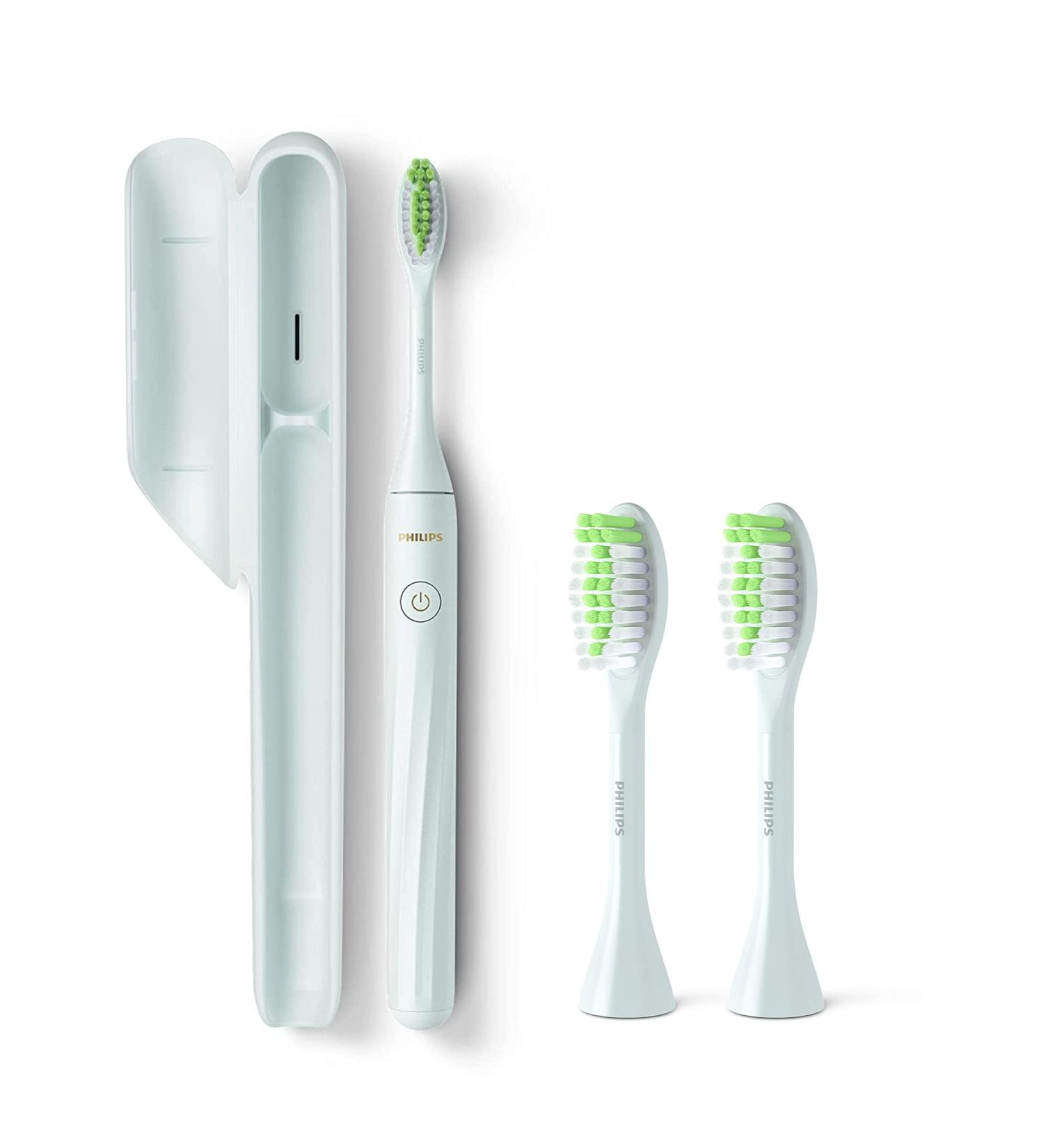 Philips Sonicare One Electric Toothbrush with Travel Case & 2 Brush Heads - Mint Blue HY100/01 - International Shipping Available - Buy Online on GoSupps.com