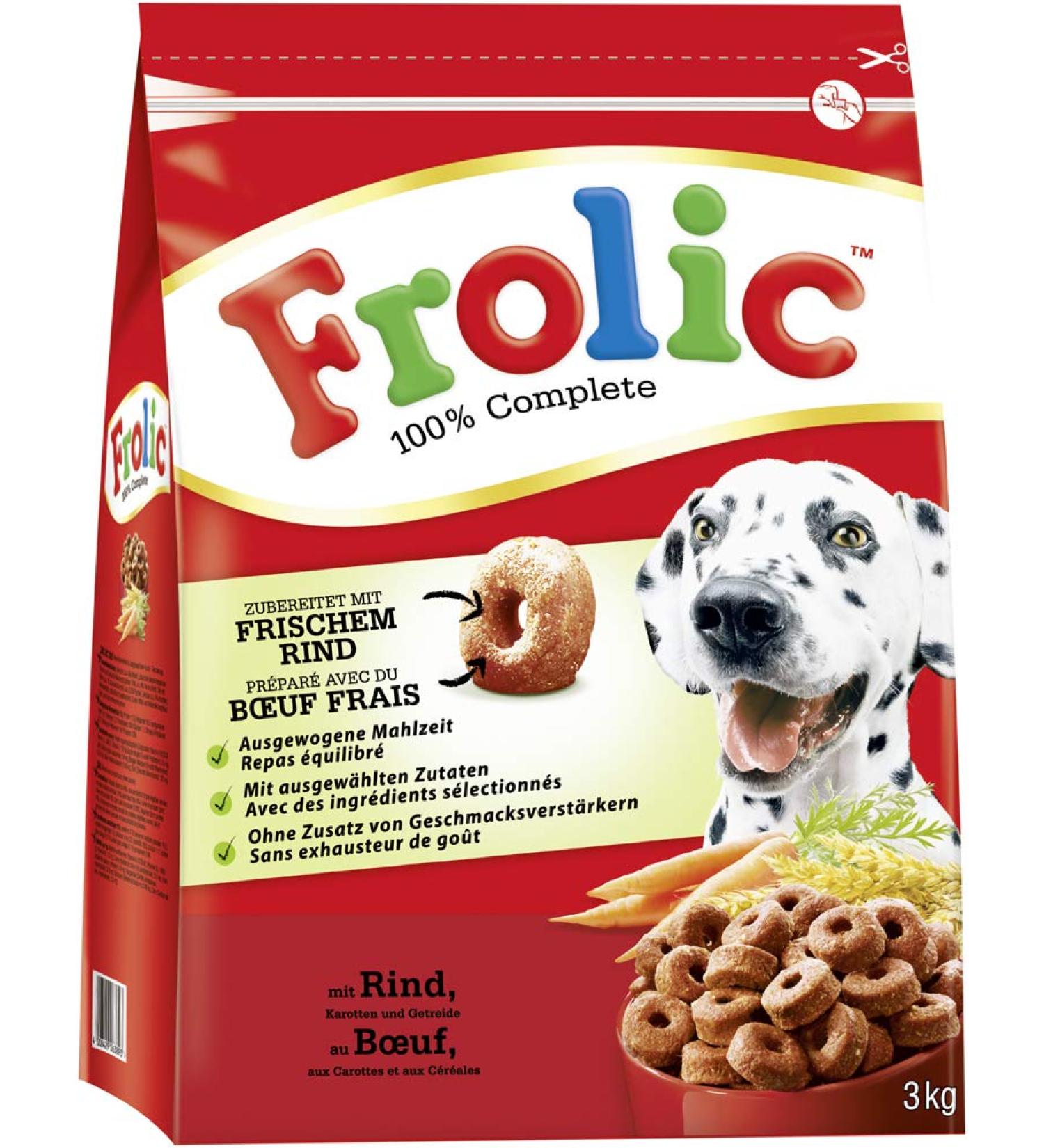 Frolic Dry Dog Food with Beef Carrots & Grains - 9 kg (3 x 3kg Bags) | Premium Pet Nutrition for Healthier Dogs - Buy Online on GoSupps.com
