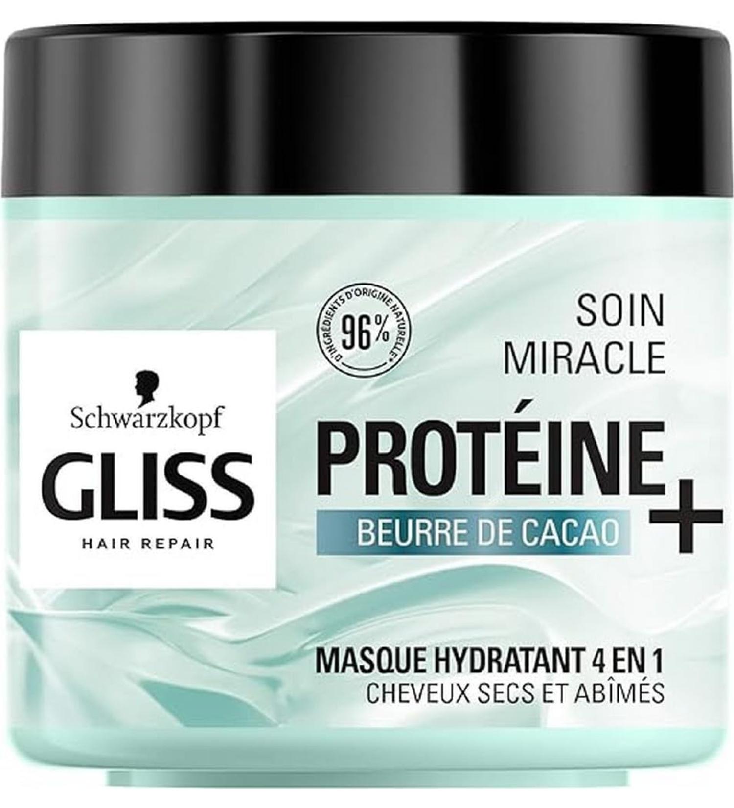 Schwarzkopf - Gliss - Miracle 4-in-1 Moisturising Mask - For Dry Damaged Hair - 96% Natural Ingredients - Pot of 400 ml - Buy Online on GoSupps.com